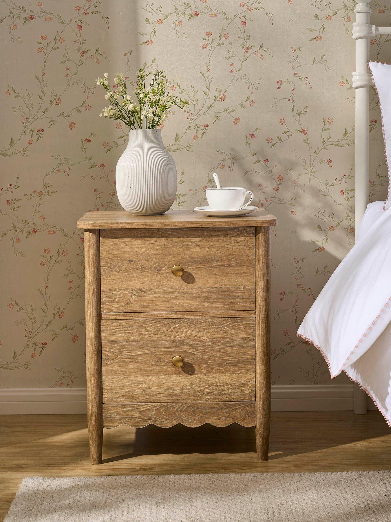 Image 1 of 7 of Dusk Betty 2 Drawer Bedside Table - Light Wood