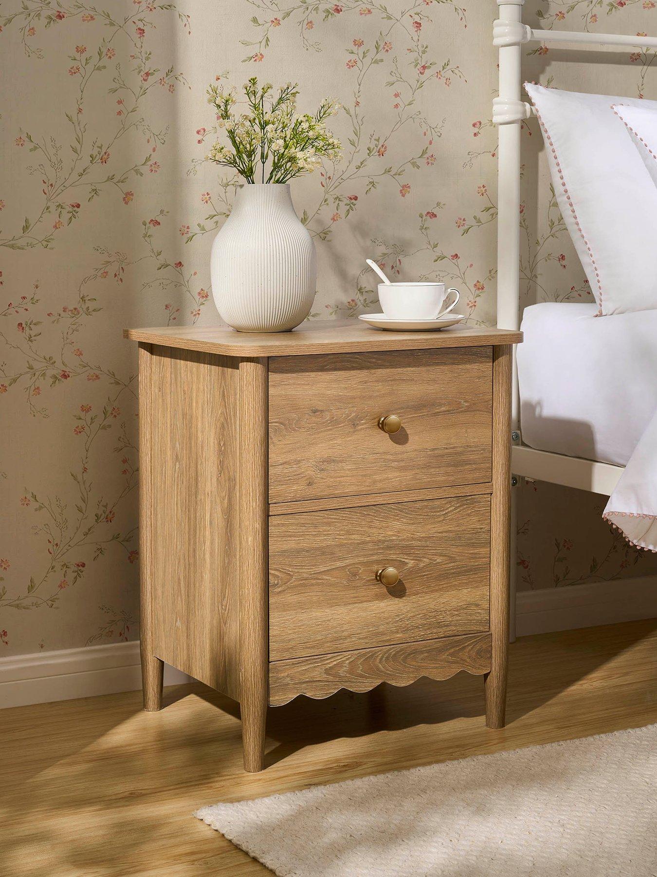 Image 3 of 7 of Dusk Betty 2 Drawer Bedside Table - Light Wood