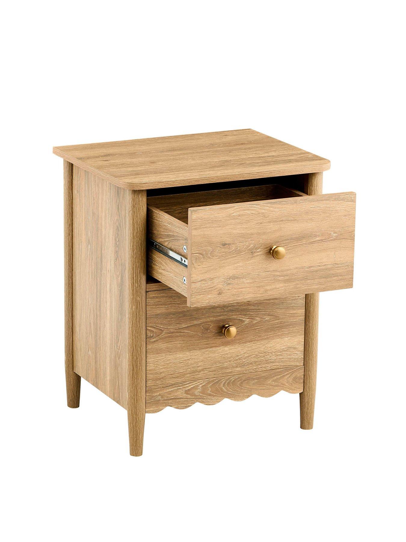 Image 4 of 7 of Dusk Betty 2 Drawer Bedside Table - Light Wood