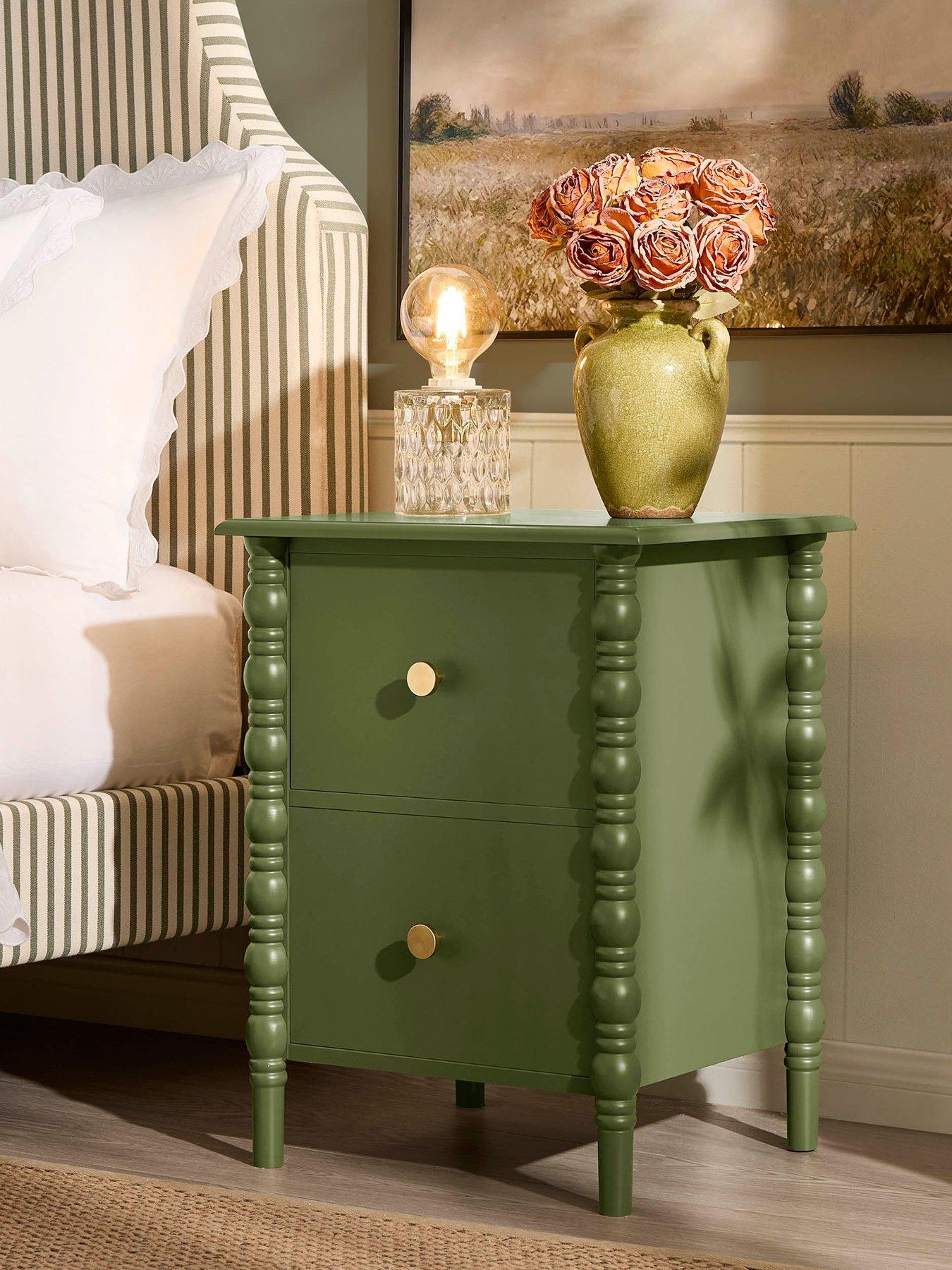front image of dusk-bonnie-bobbin-2-drawer-bedside-table-olive