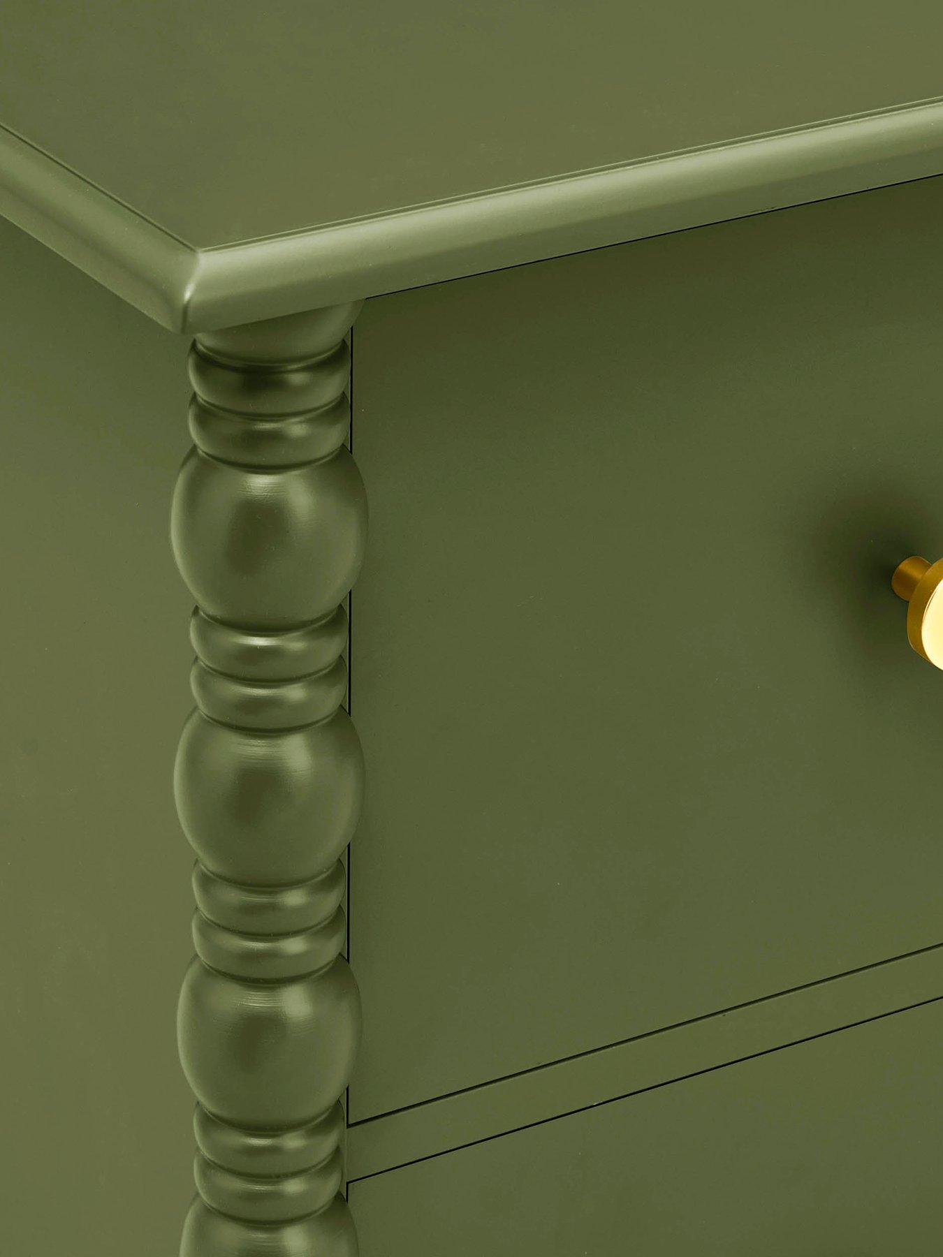  image of dusk-bonnie-bobbin-2-drawer-bedside-table-olive