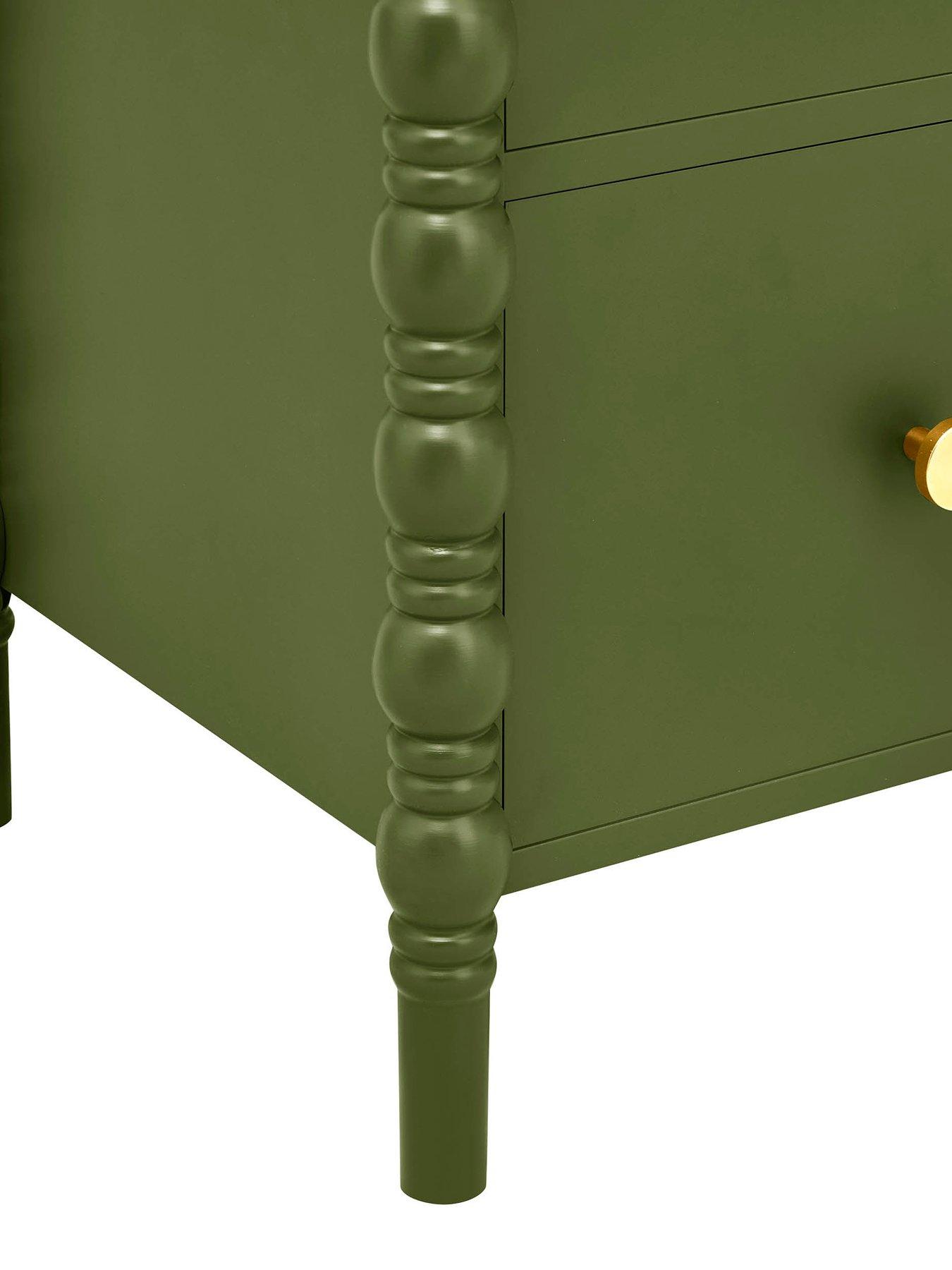  image of dusk-bonnie-bobbin-2-drawer-bedside-table-olive