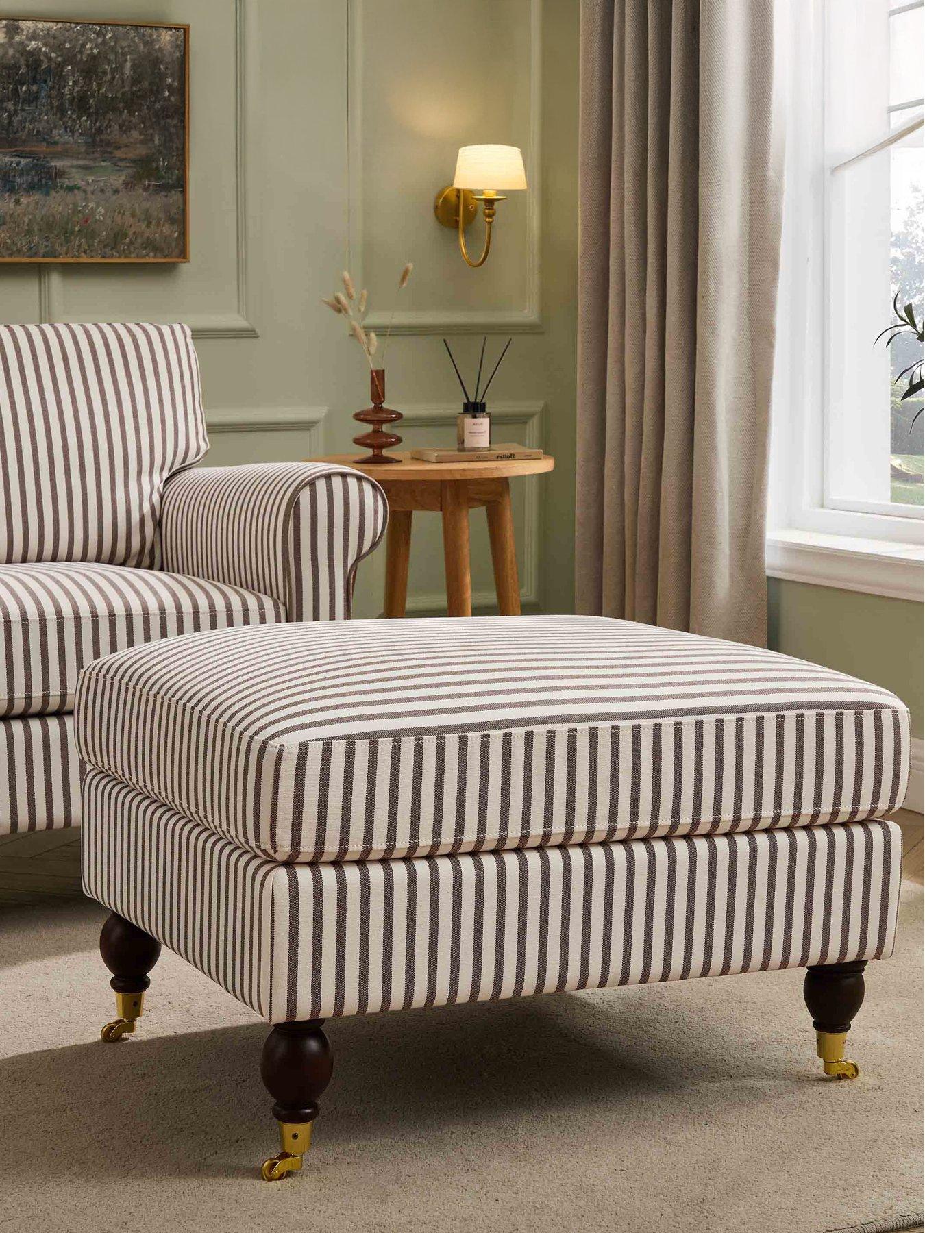 Image 1 of 6 of Dusk Sicily Pouffe - Chocolate Stripe