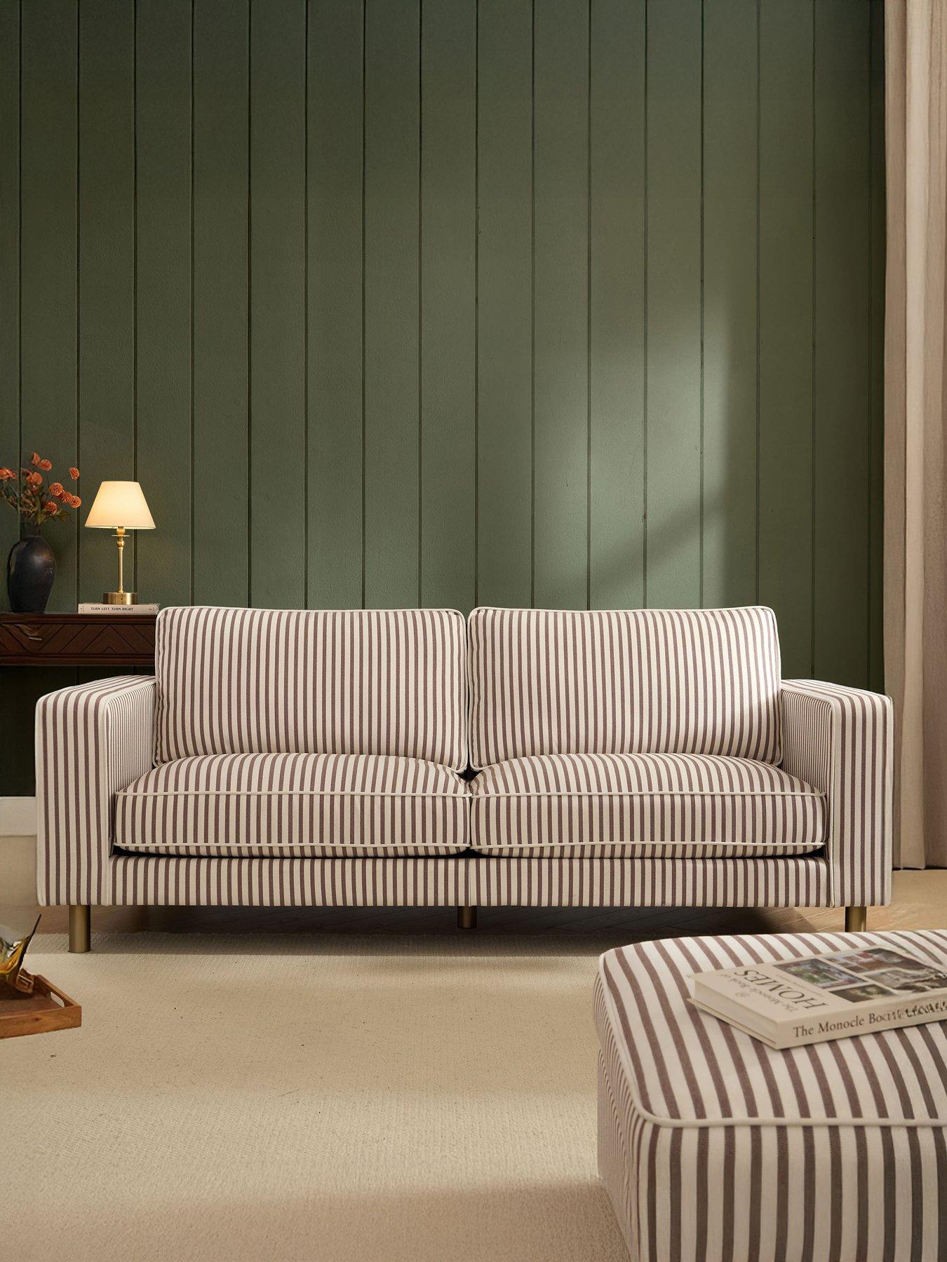 Image 1 of 6 of Dusk Soho 3 Seater Sofa - Chocolate Stripe