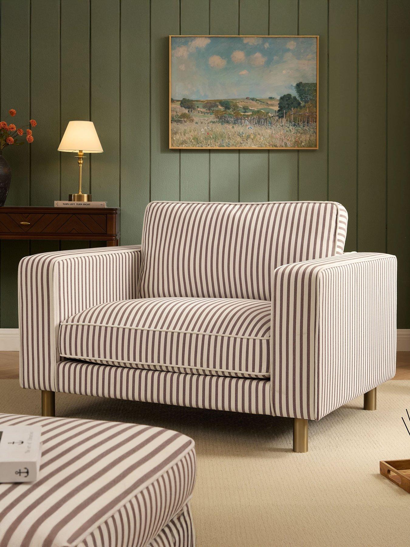 Image 1 of 6 of Dusk Soho Loveseat - Chocolate Stripe