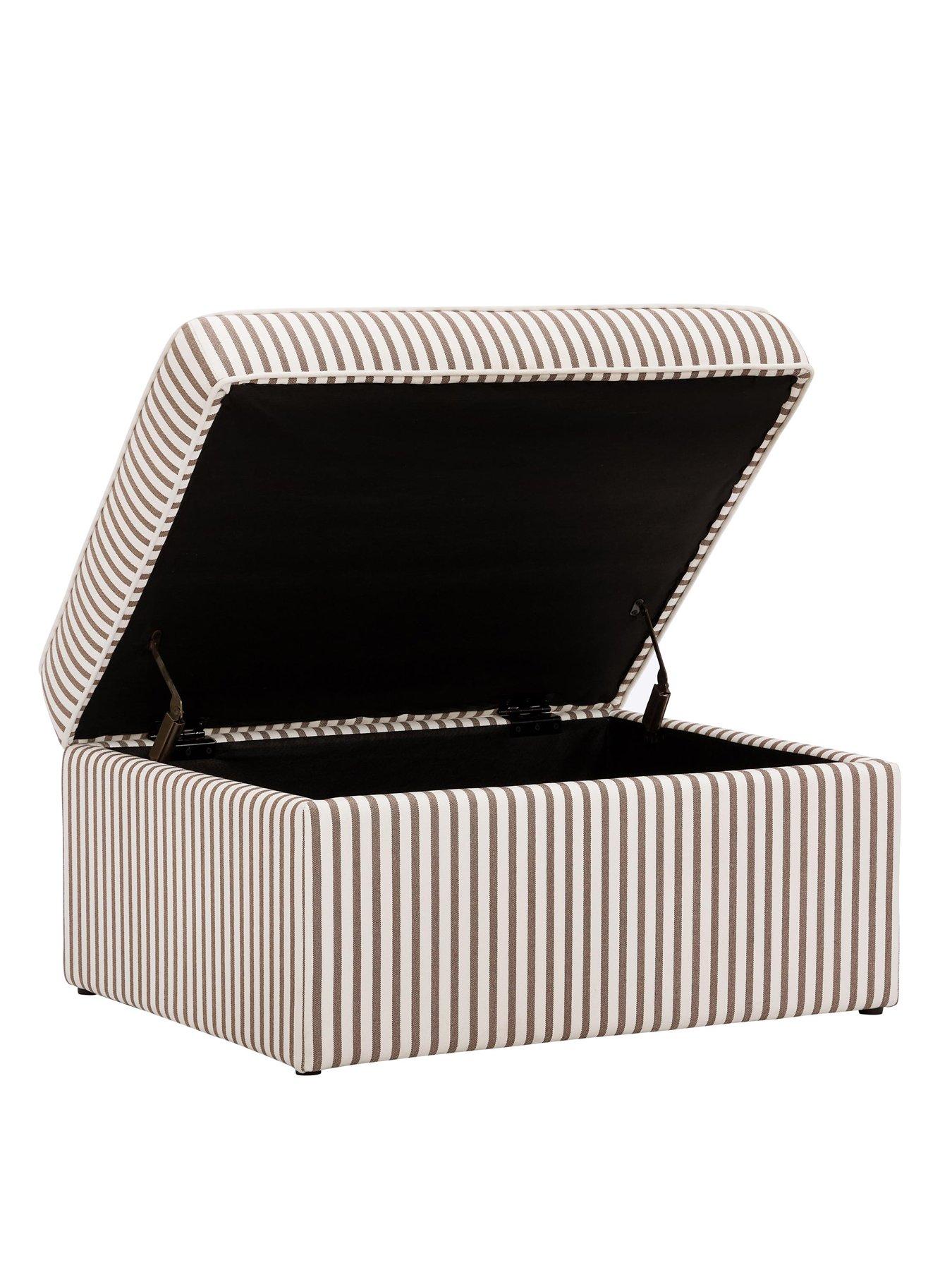 Image 3 of 6 of Dusk Soho Ottoman Storage Pouffe - Chocolate Stripe