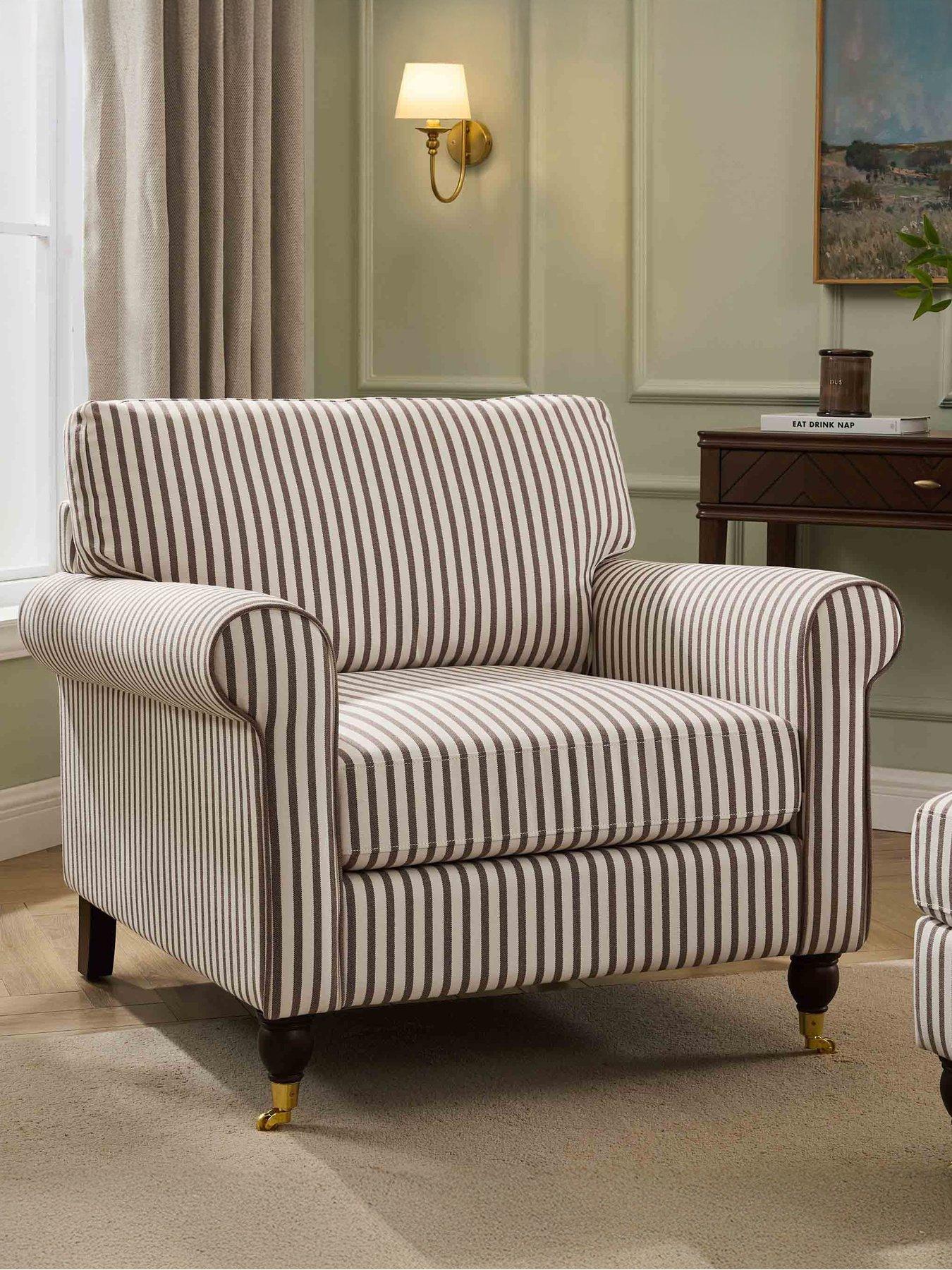Image 1 of 7 of Dusk Sicily Armchair - Chocolate Stripe