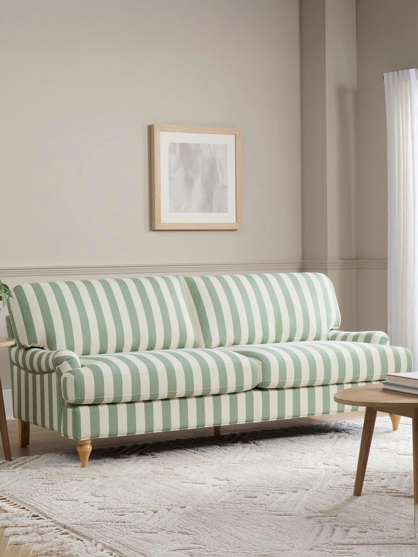 Image 1 of 6 of Dusk Hampshire 3 Seater Sofa - Green Stripe