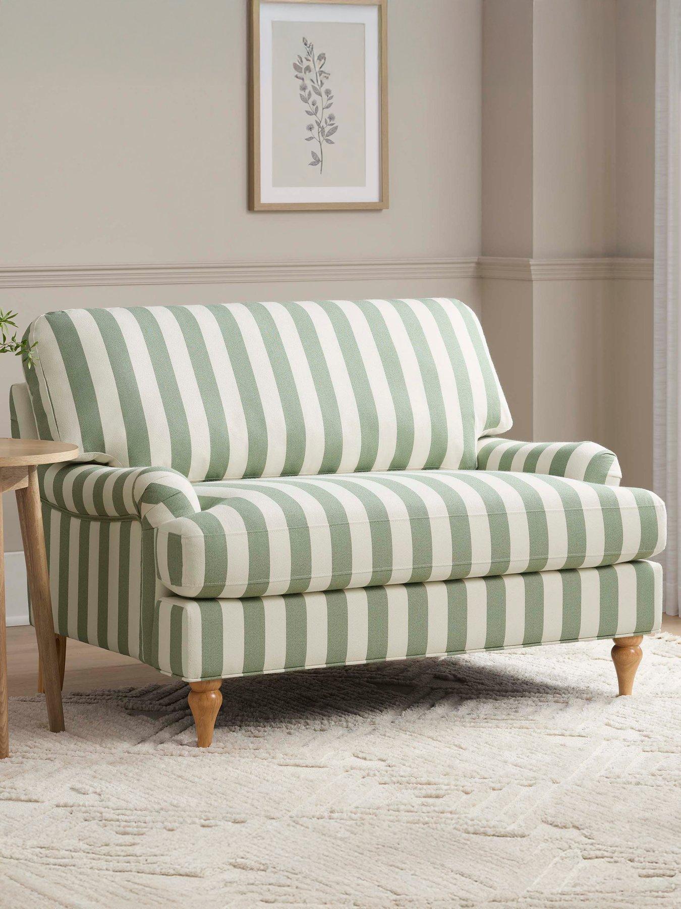 front image of dusk-hampshire-loveseat-green-stripe