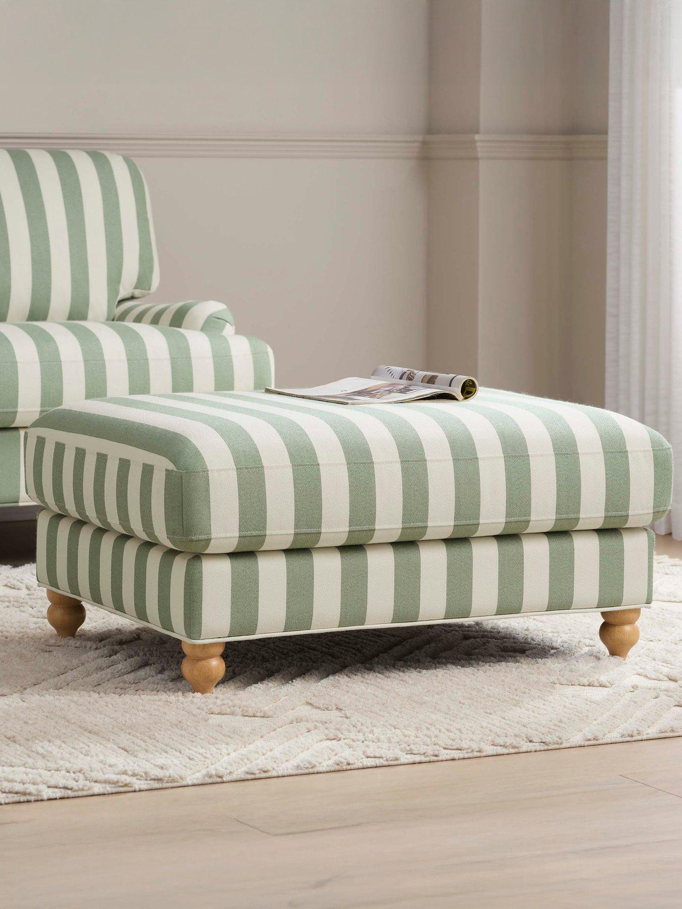 Dusk Hampshire Pouffe - Green Stripe