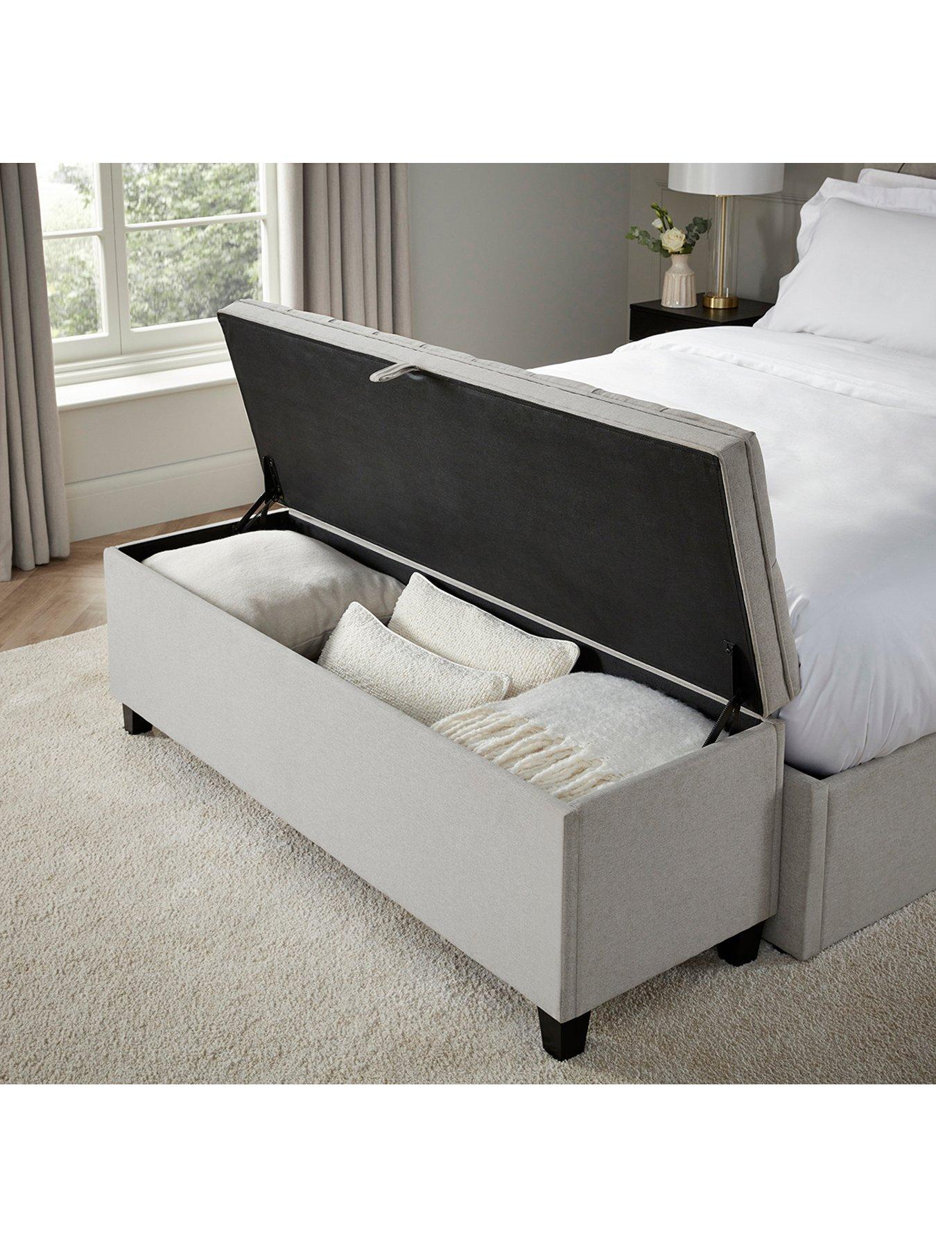Image 3 of 7 of Dusk Middleton Button Back Storage Ottoman - Linen Natural