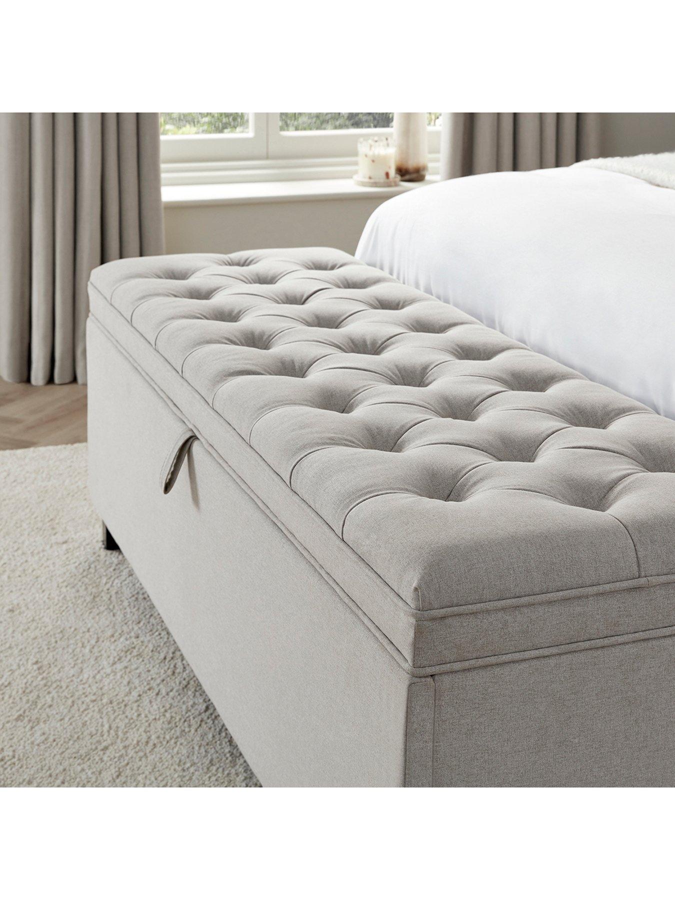 Image 5 of 7 of Dusk Middleton Button Back Storage Ottoman - Linen Natural