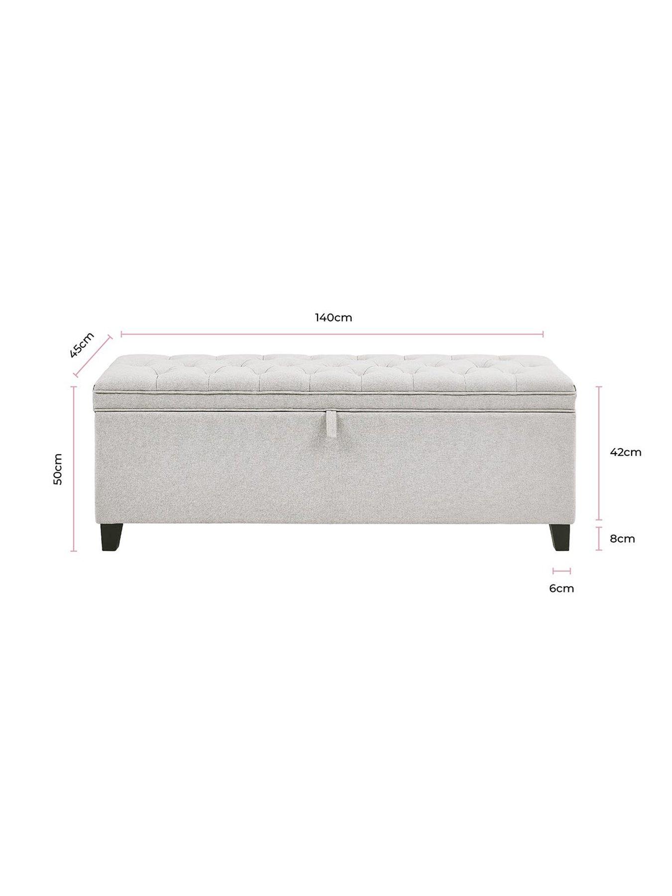 Image 7 of 7 of Dusk Middleton Button Back Storage Ottoman - Linen Natural
