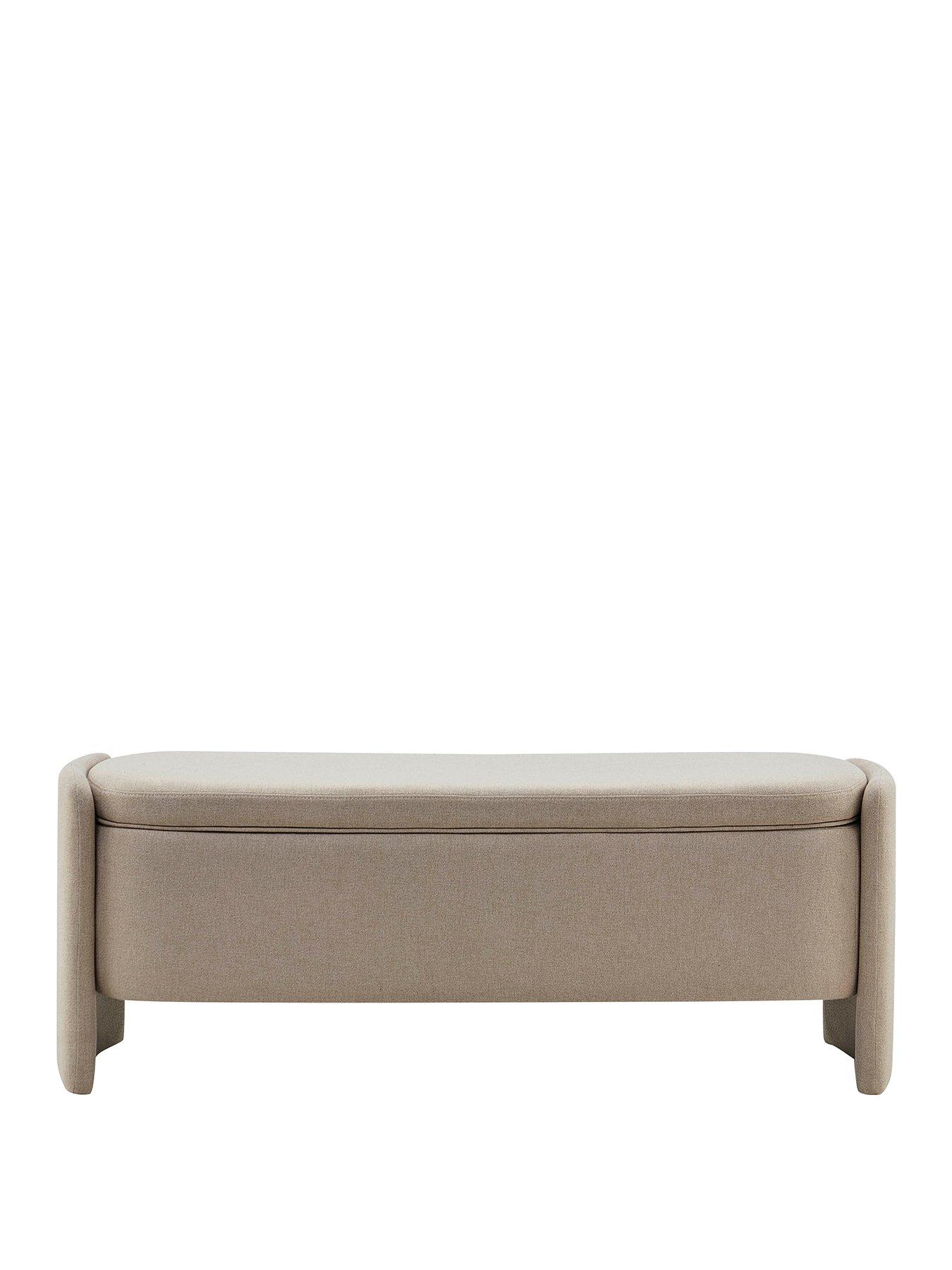Image 2 of 6 of Dusk Didsbury Curved Ottoman Storage Bench - Oatmeal