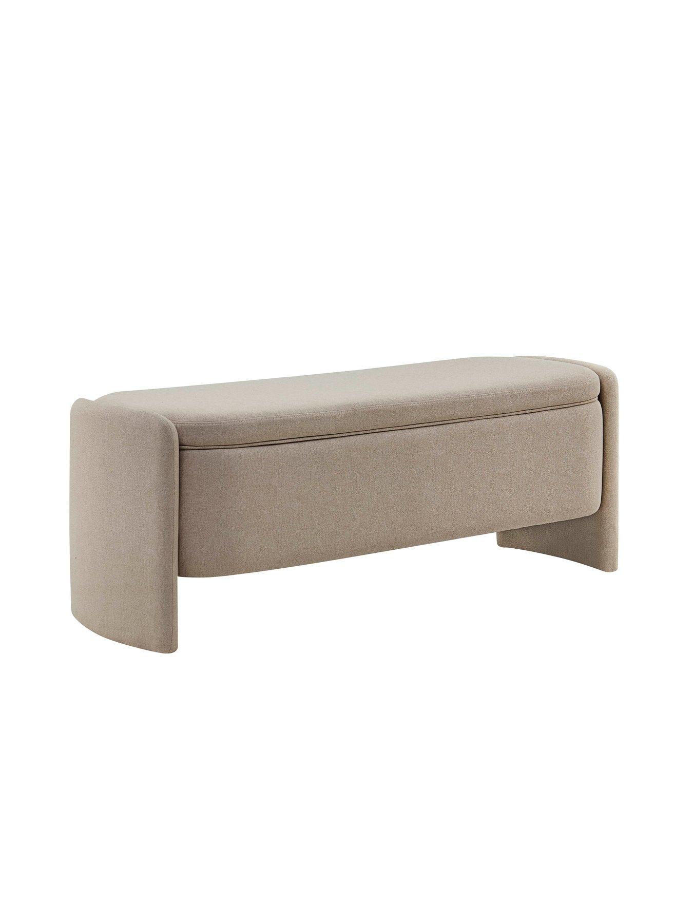 Image 3 of 6 of Dusk Didsbury Curved Ottoman Storage Bench - Oatmeal