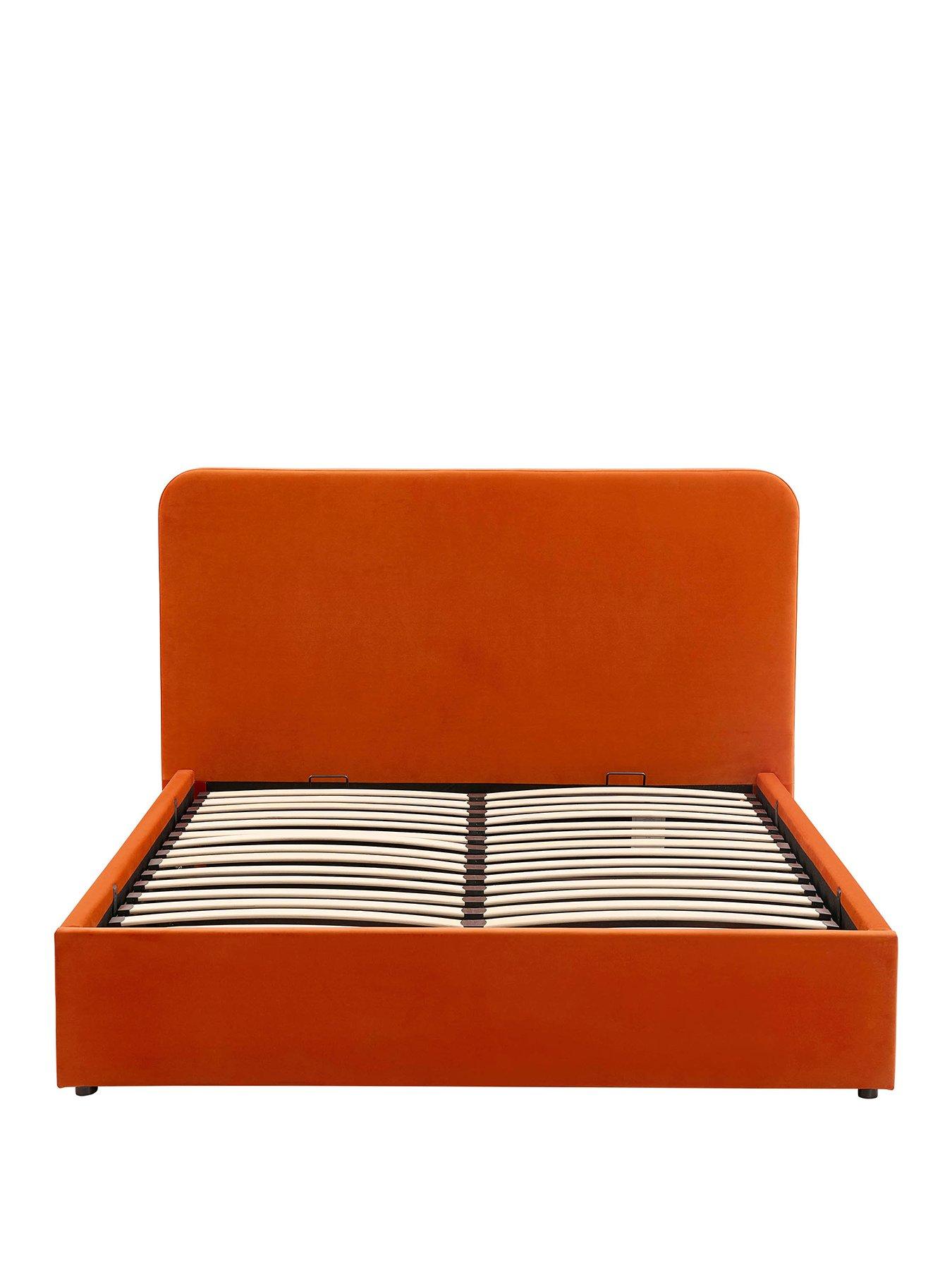 Image 2 of 7 of Dusk Ascot Bright Orange Ottoman Storage Bed