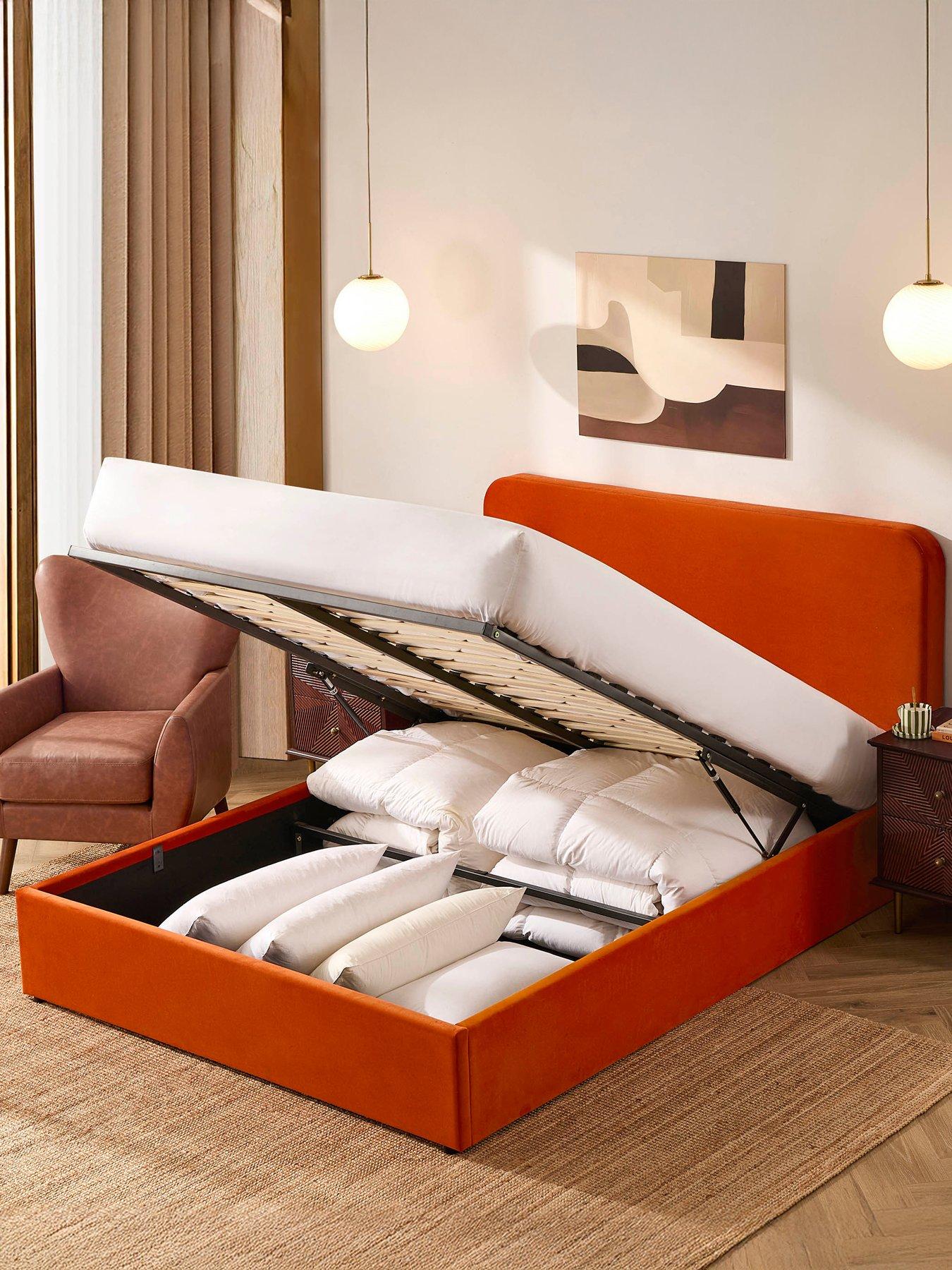 Image 3 of 7 of Dusk Ascot Bright Orange Ottoman Storage Bed