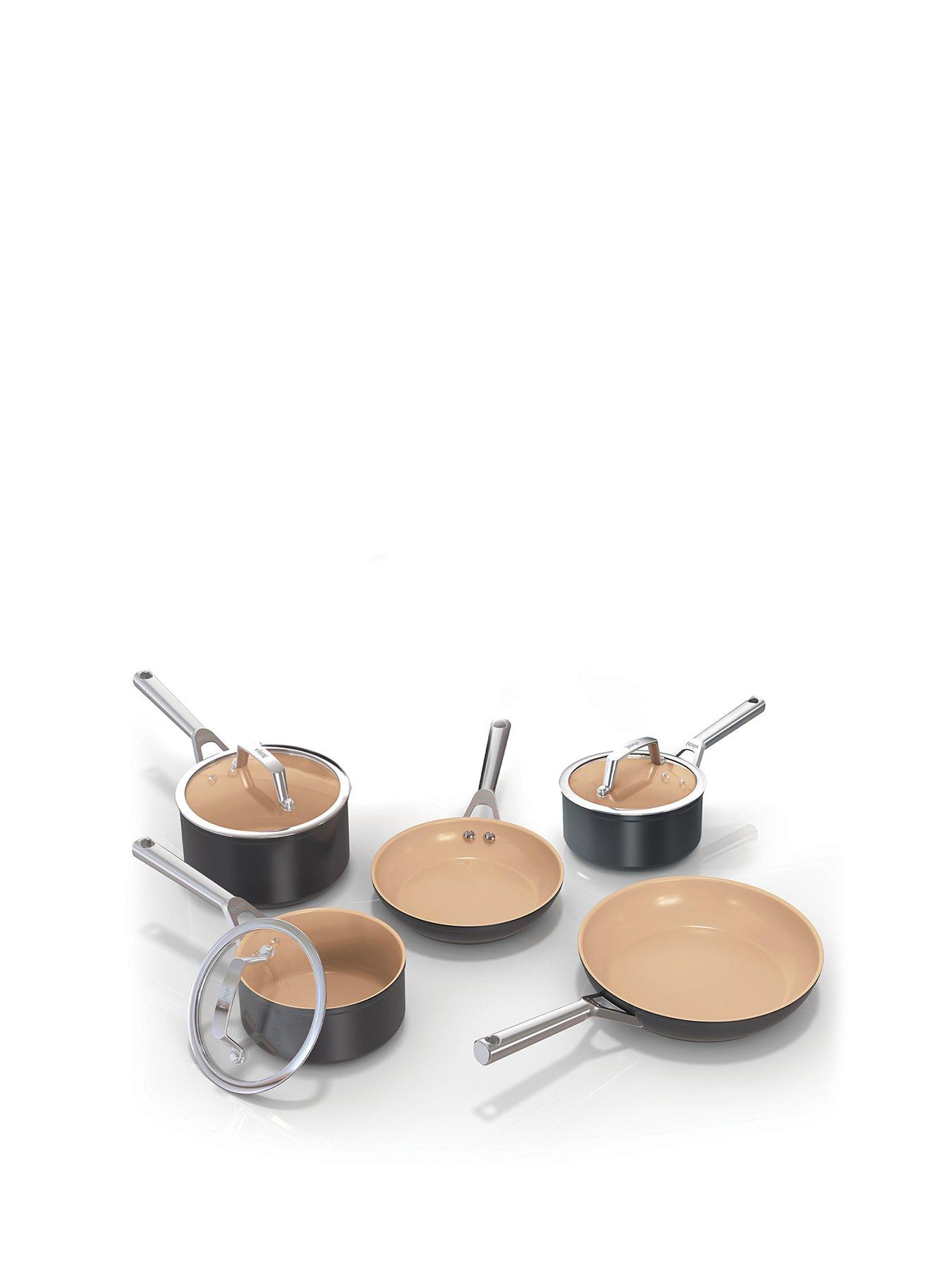 NINJA Extended Life Ceramic 5-piece Frying Pan  &  Saucepan Set Cw95005eui