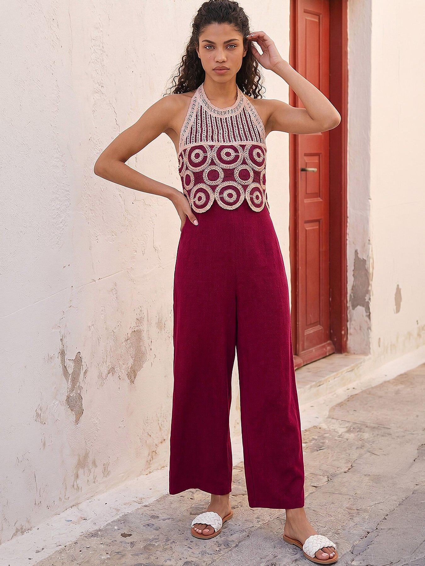 Roman Petite Crochet Detail Jumpsuit