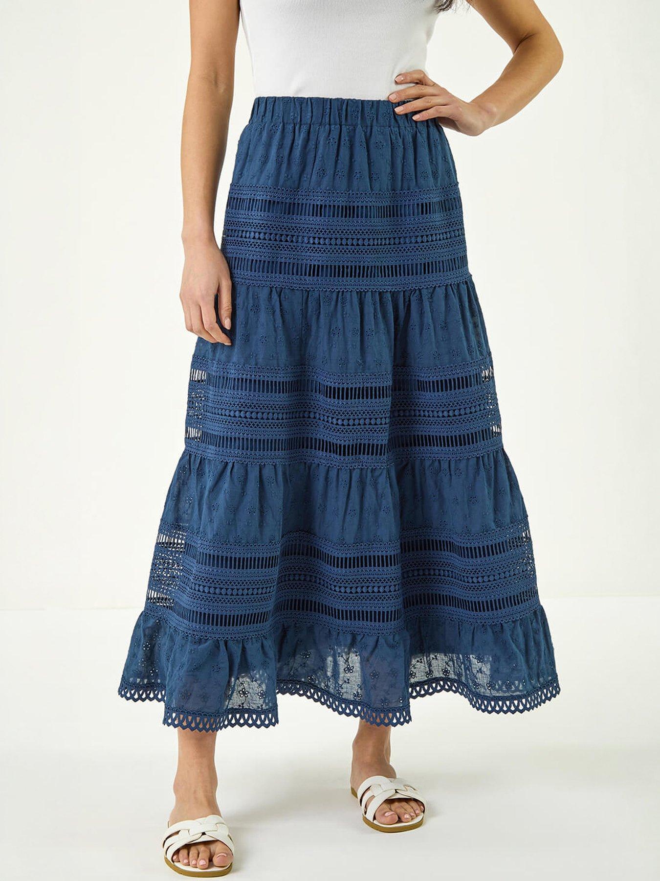 Roman Petite Lace Trim Maxi Skirt