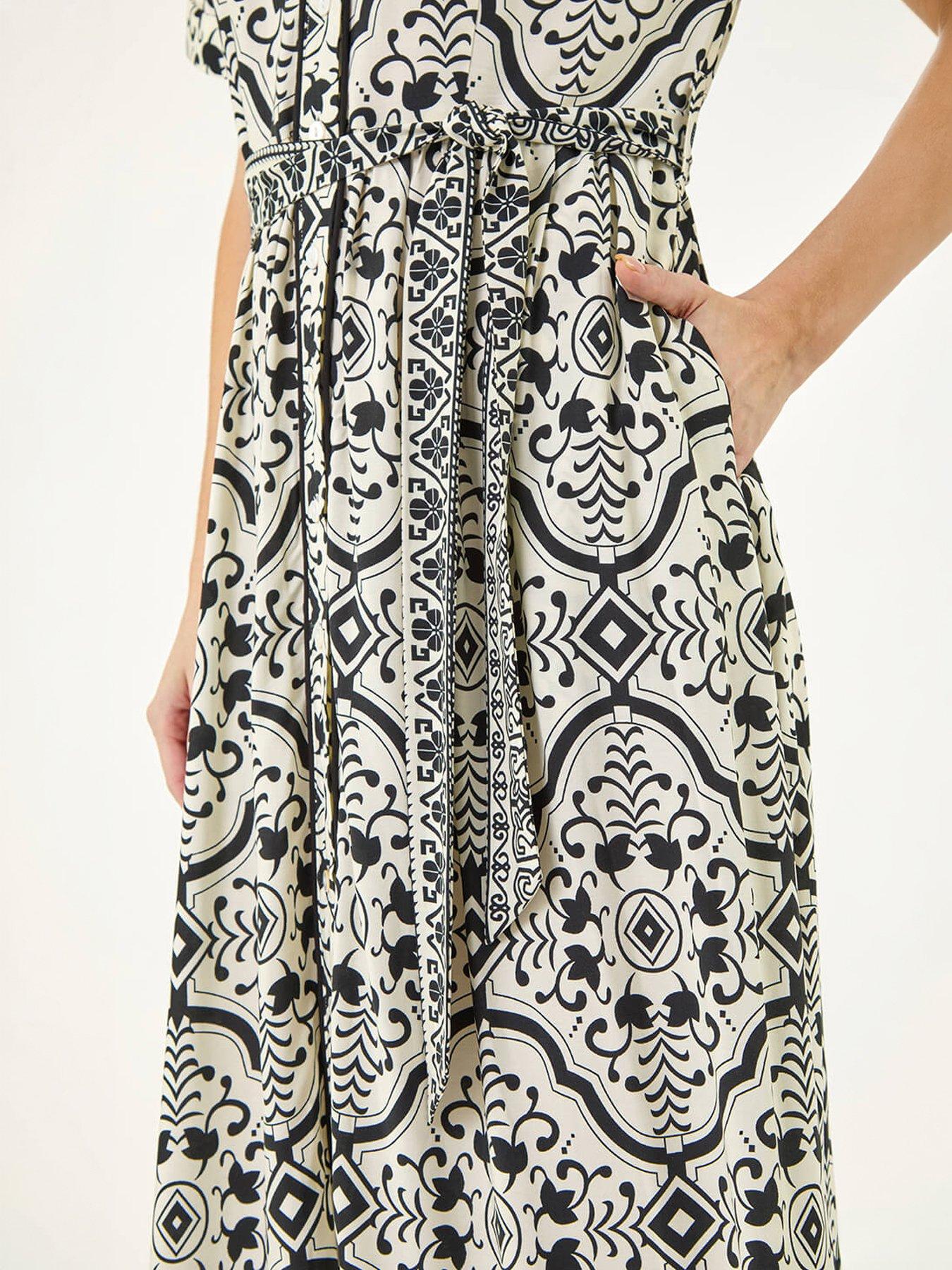 Image 2 of 5 of Roman Border Print Shirt Dress