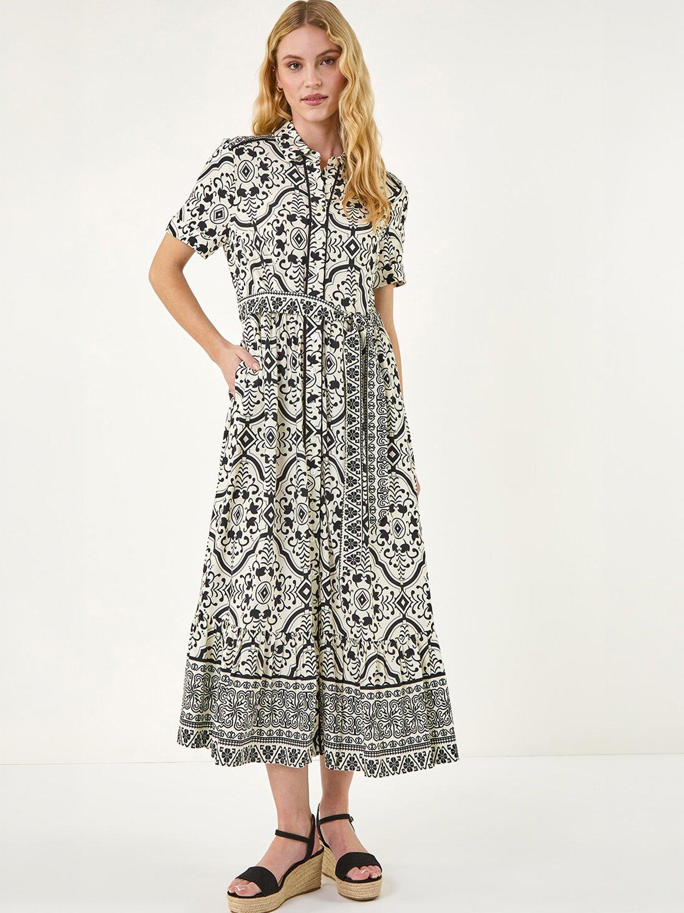 Image 5 of 5 of Roman Border Print Shirt Dress