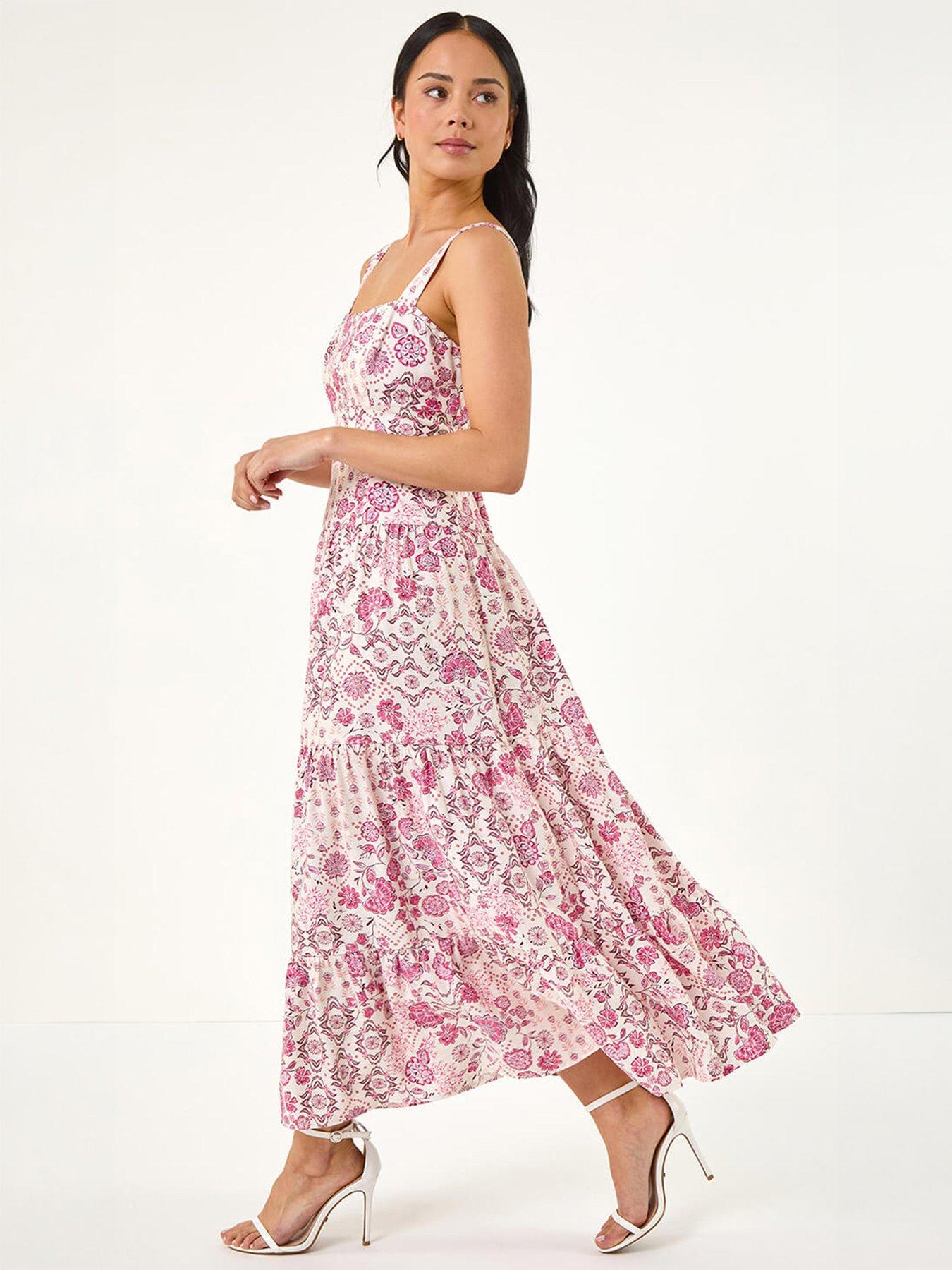 Roman Petite Floral Seam Detail Midi Dress