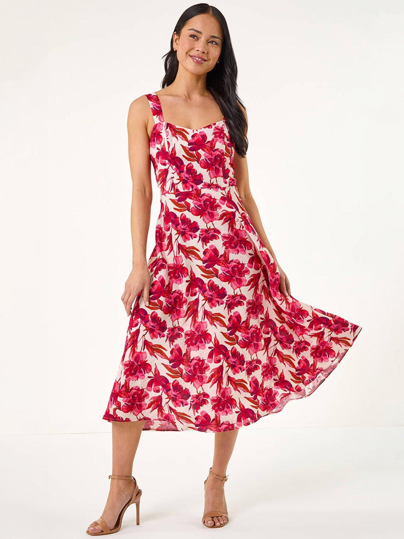 Roman Petite Floral Strappy Midi Dress