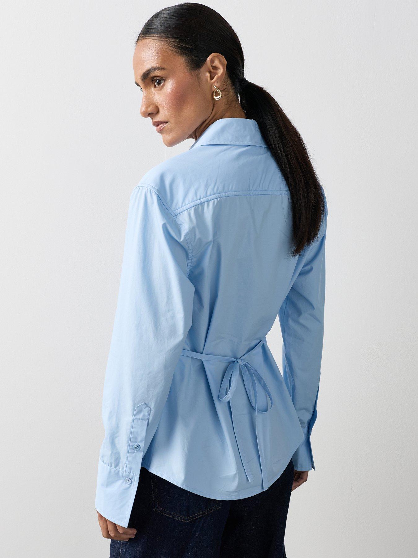 Image 1 of 7 of Michelle Keegan Structured Cinch Waist Shirt - Blue