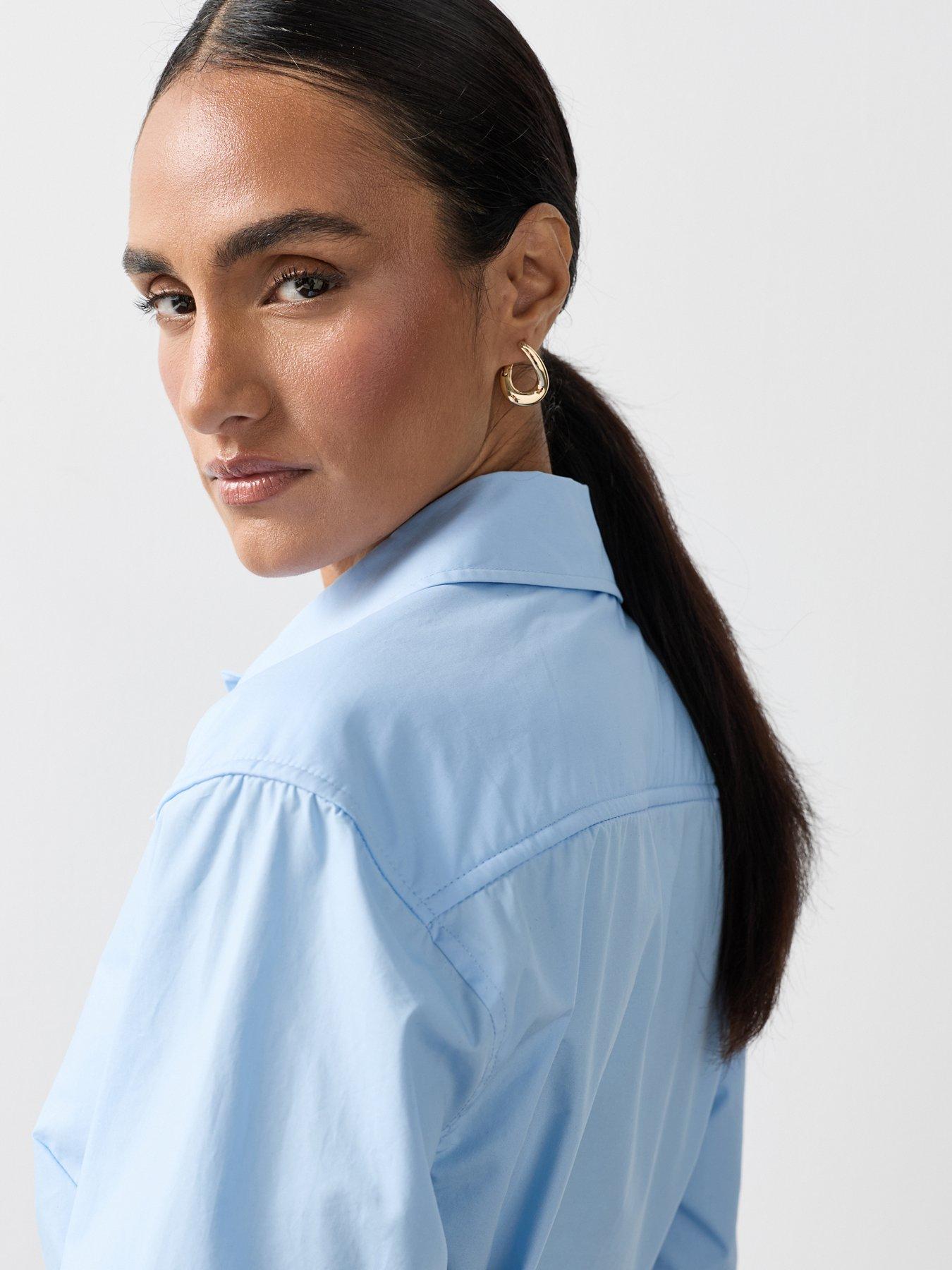 Image 5 of 7 of Michelle Keegan Structured Cinch Waist Shirt - Blue