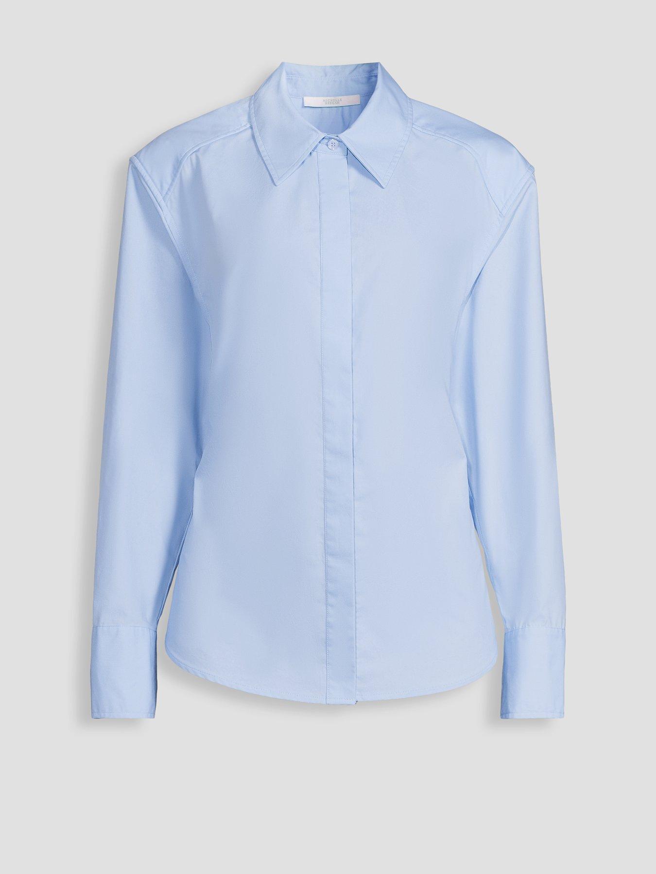 Image 7 of 7 of Michelle Keegan Structured Cinch Waist Shirt - Blue