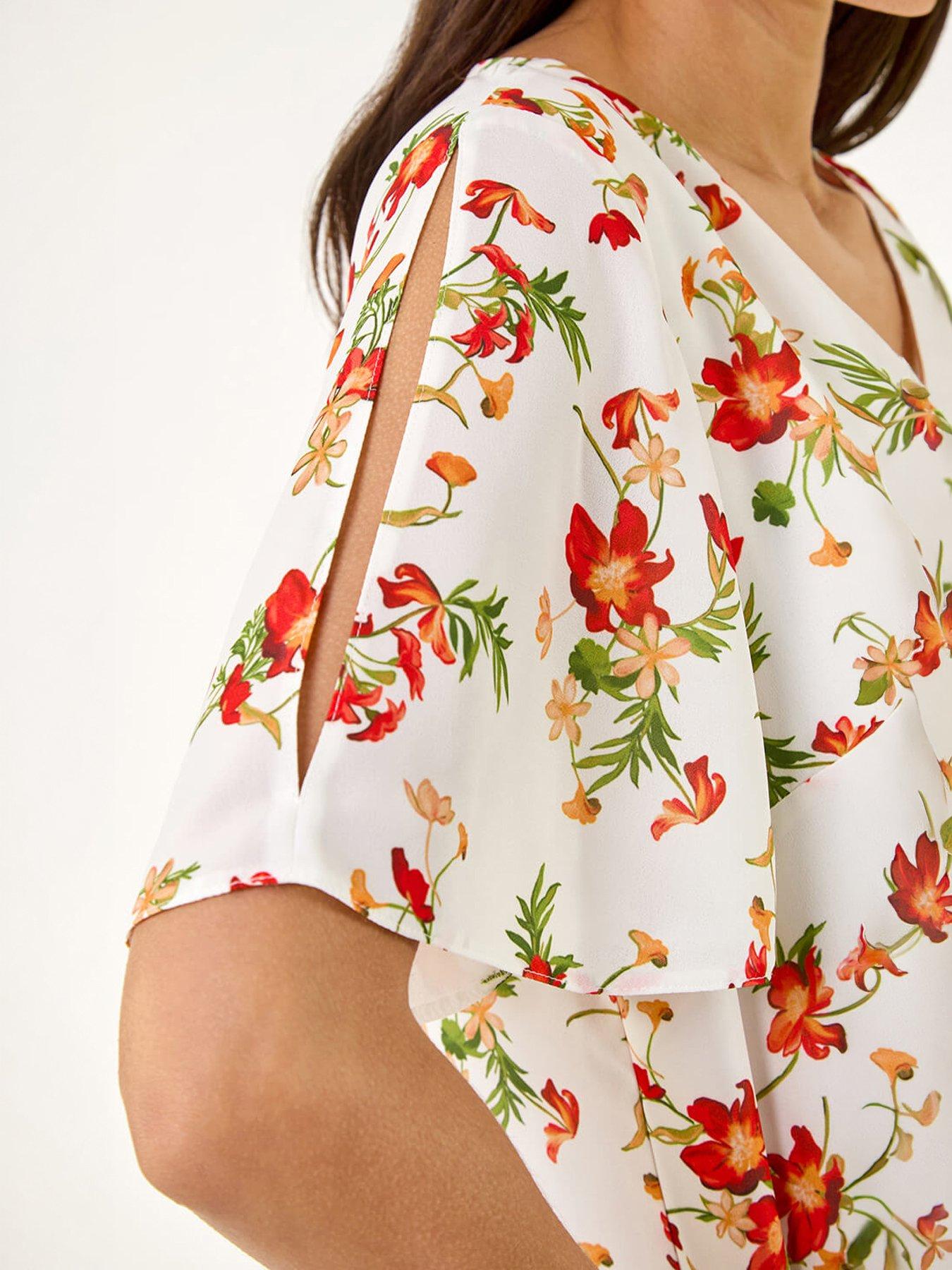 Image 2 of 5 of Roman Floral Angel Sleeve Top