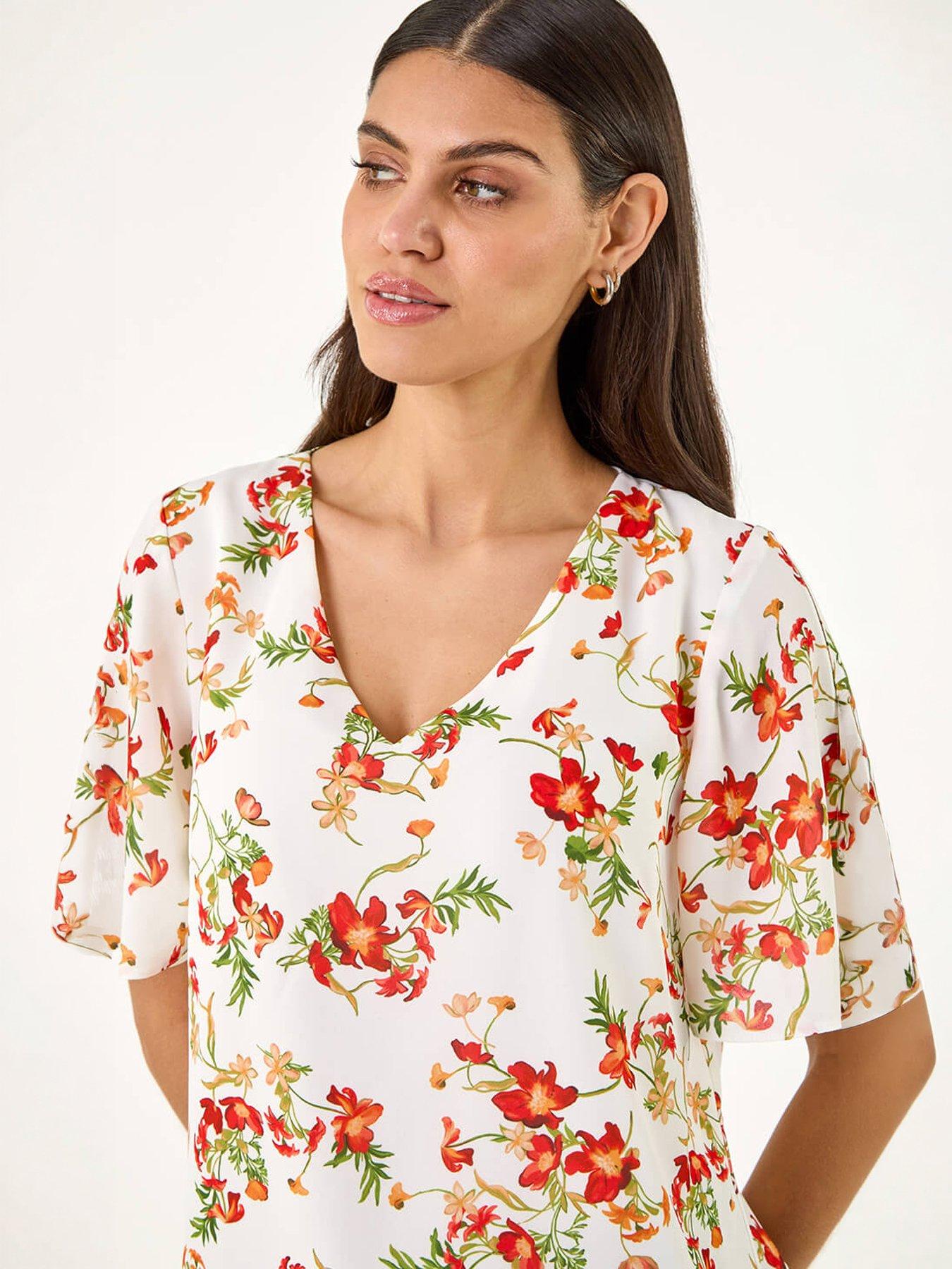 Image 3 of 5 of Roman Floral Angel Sleeve Top