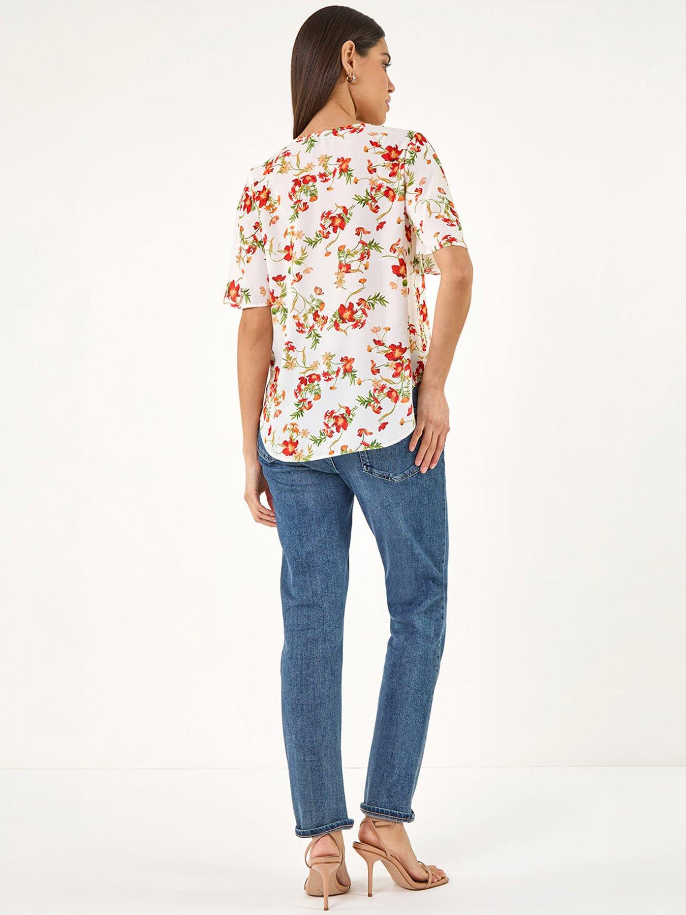 Image 4 of 5 of Roman Floral Angel Sleeve Top