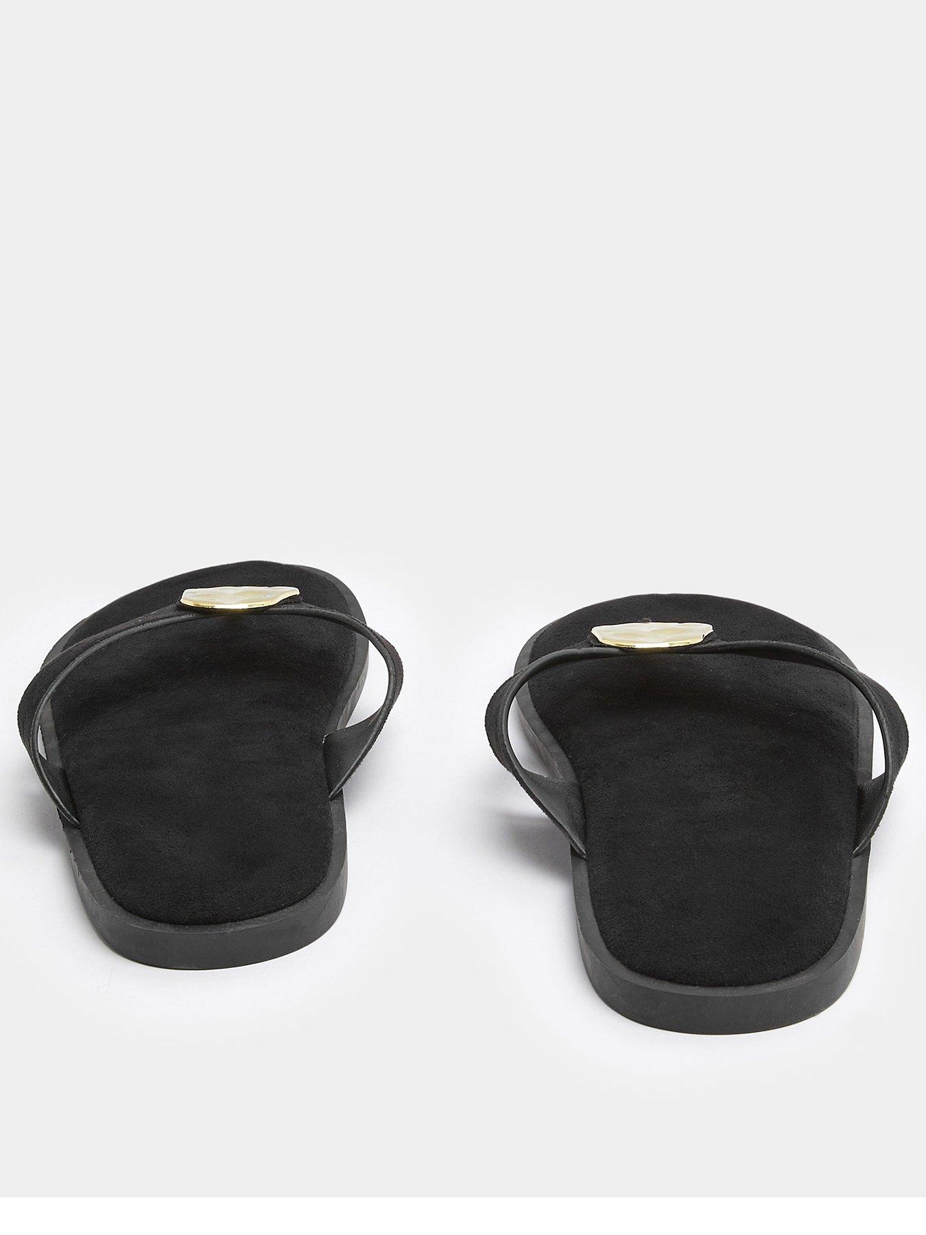 Image 3 of 4 of Yours Hammered Disk Sandals In Extra Wide Fit - Black