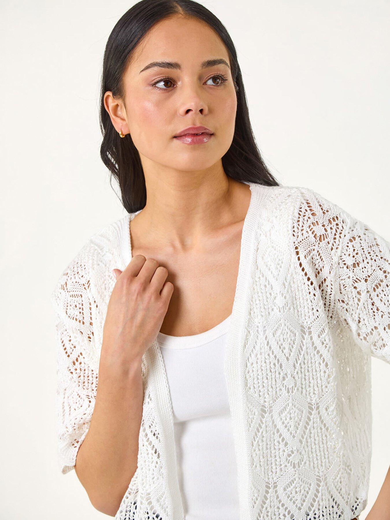 Image 3 of 5 of Roman Petite Pointelle Open Cardigan