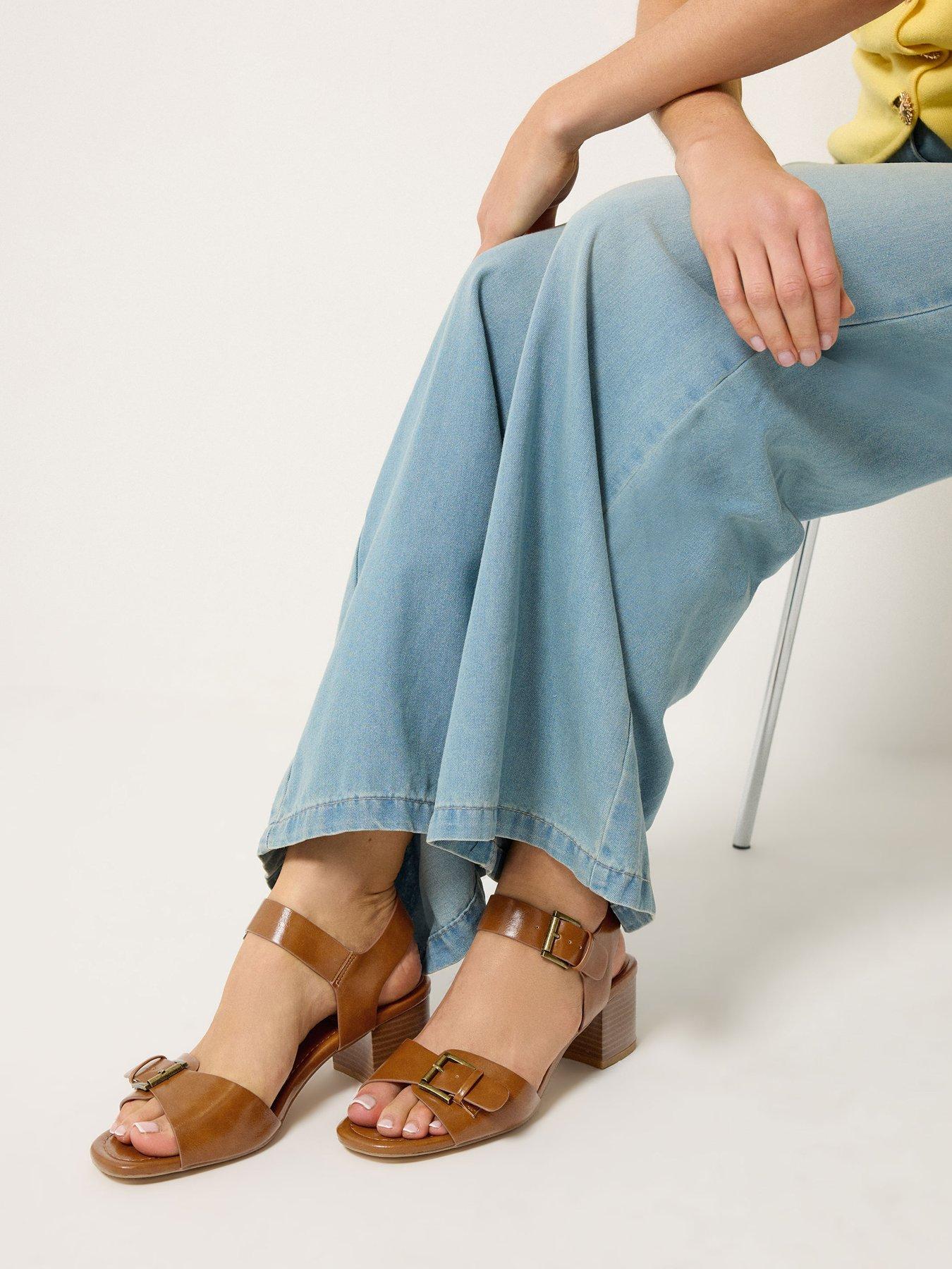Image 4 of 4 of Yours Double Buckle Casual Block Heel - Brown