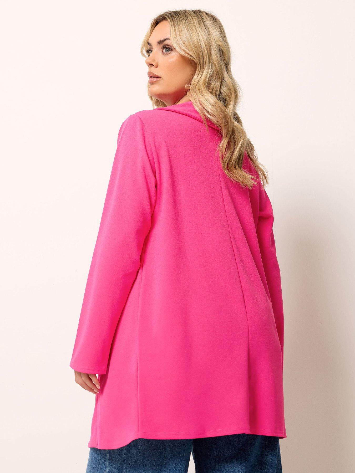  image of yours-curve-shawl-collar-scuba-blazer-pink