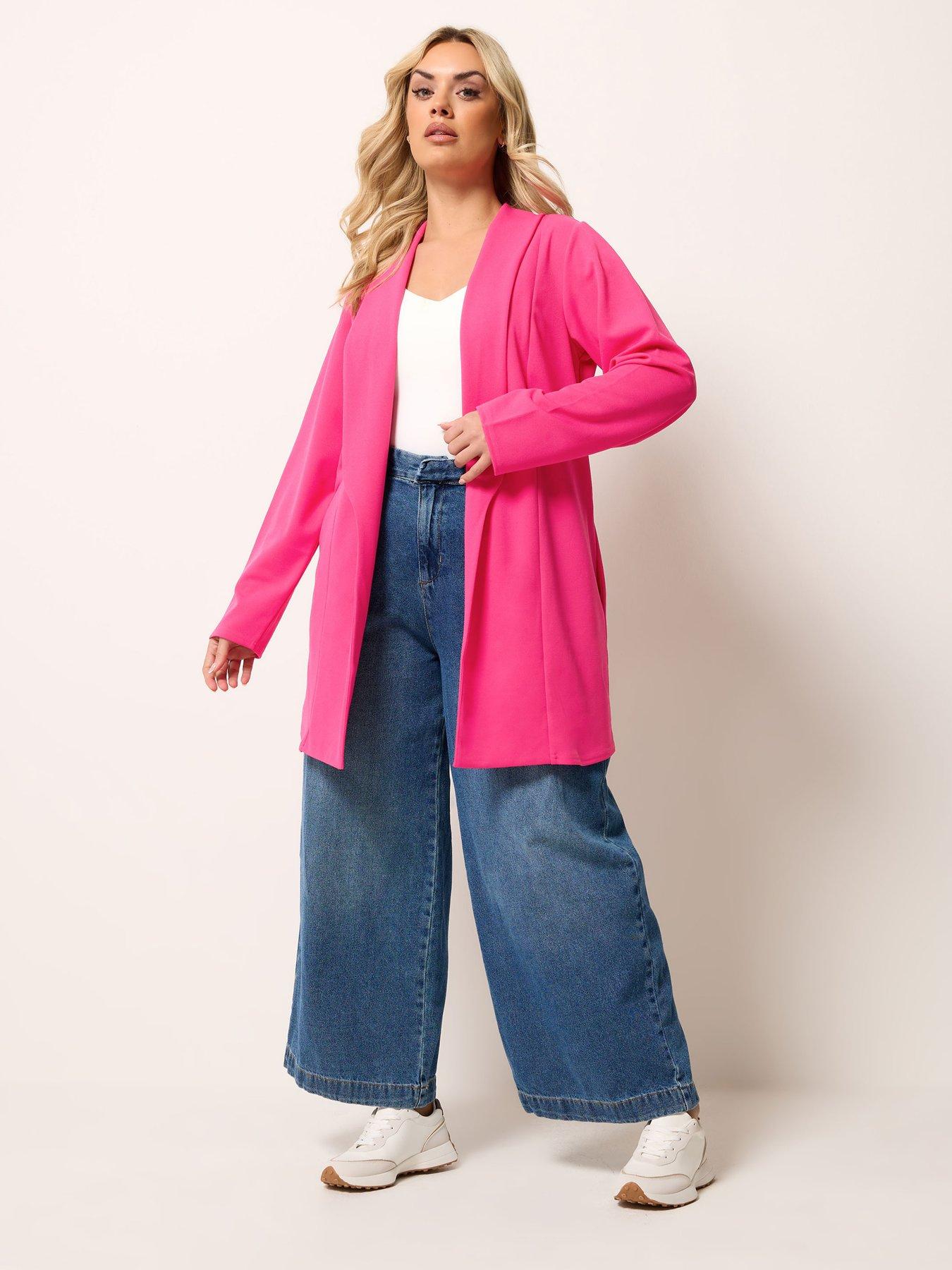  image of yours-curve-shawl-collar-scuba-blazer-pink