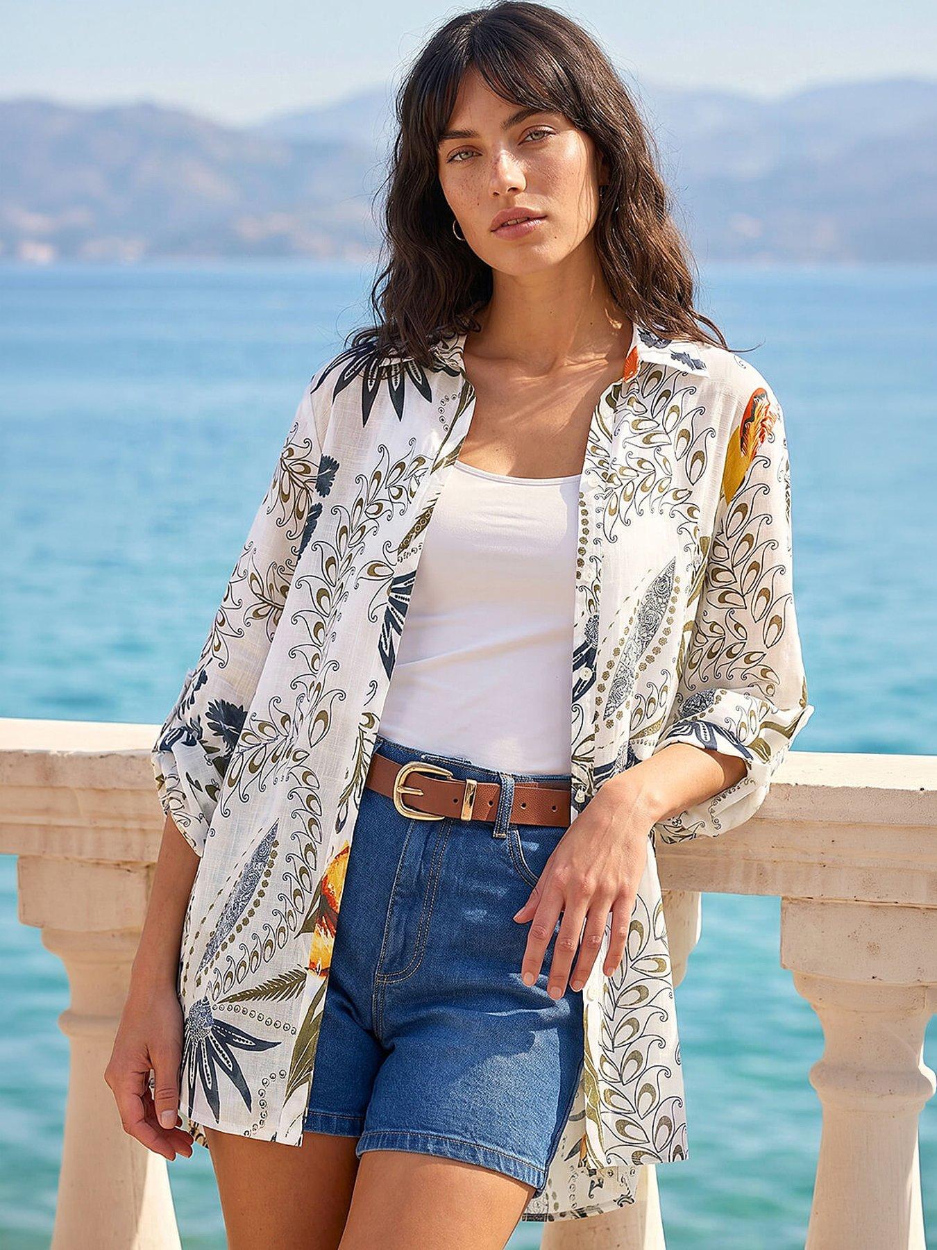 Roman Floral Print Collared Blouse