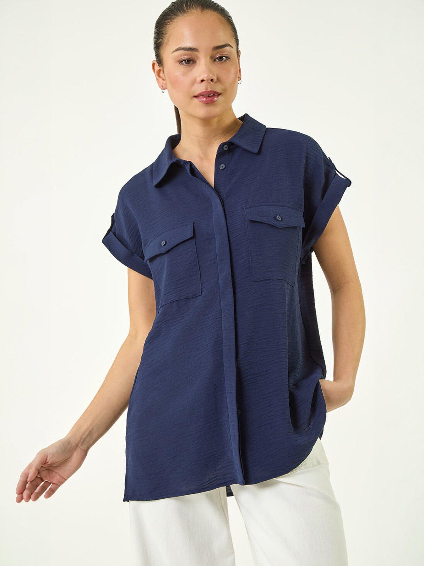 Roman Petite Pocket Button Blouse