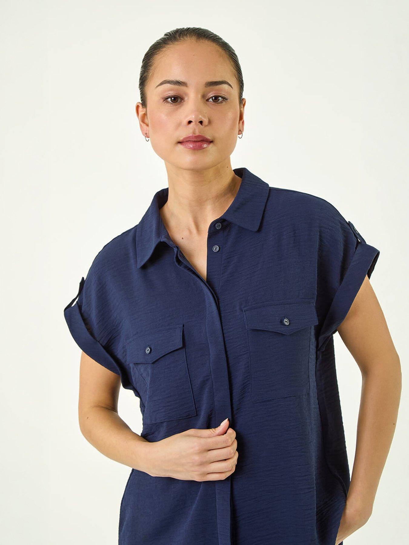 Image 3 of 5 of Roman Petite Pocket Button Blouse