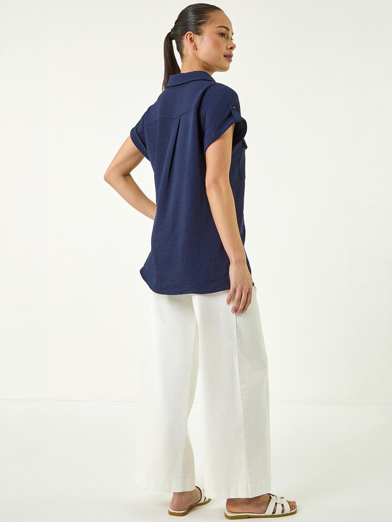 Image 4 of 5 of Roman Petite Pocket Button Blouse