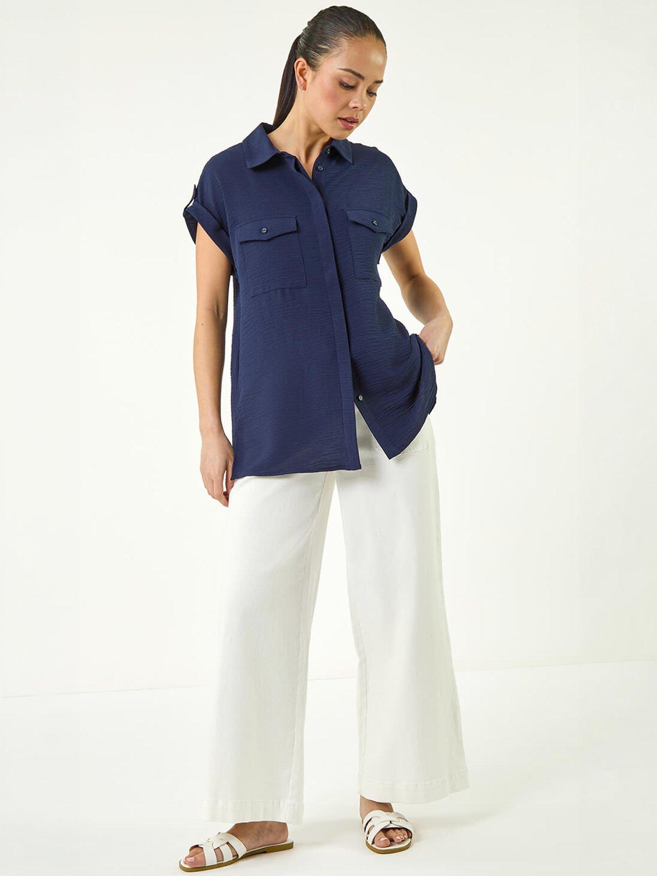 Image 5 of 5 of Roman Petite Pocket Button Blouse
