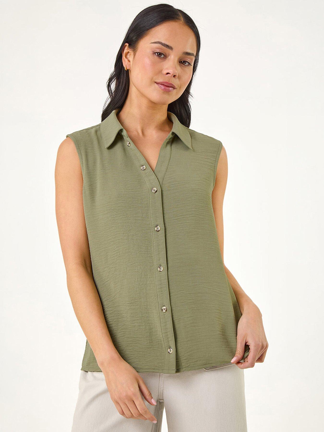 Image 1 of 5 of Roman Petite Button Front Blouse