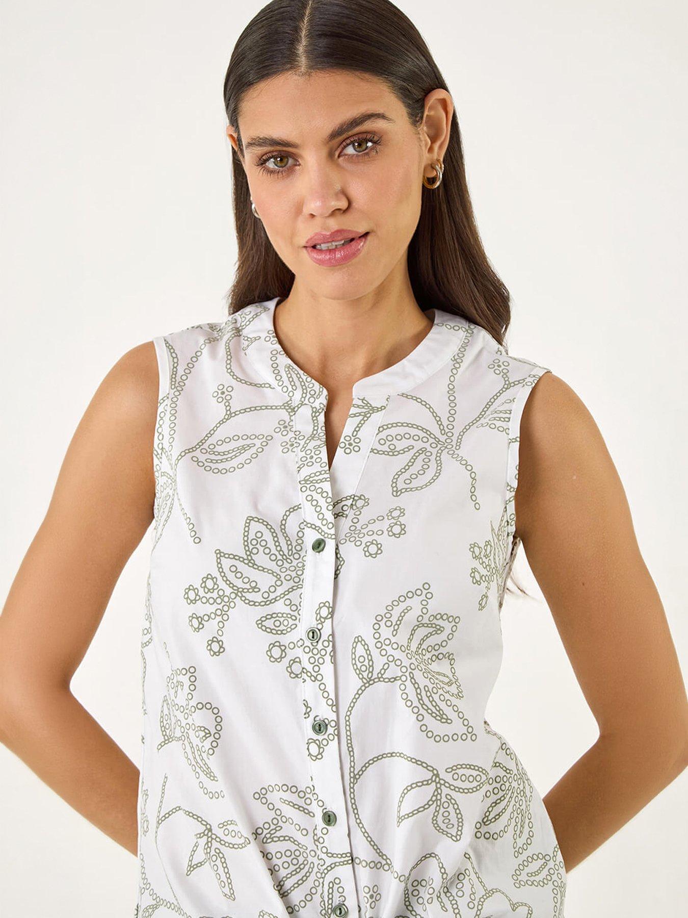 Image 3 of 5 of Roman Floral Puff Print Tie Blouse