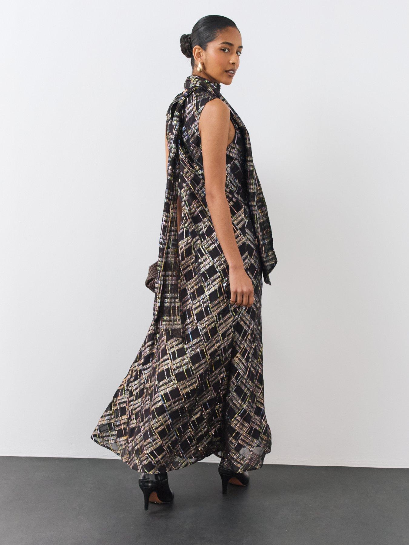Image 2 of 7 of The Very Collection Womens&nbsp;Lurex Detail Column Midaxi Dress - Black
