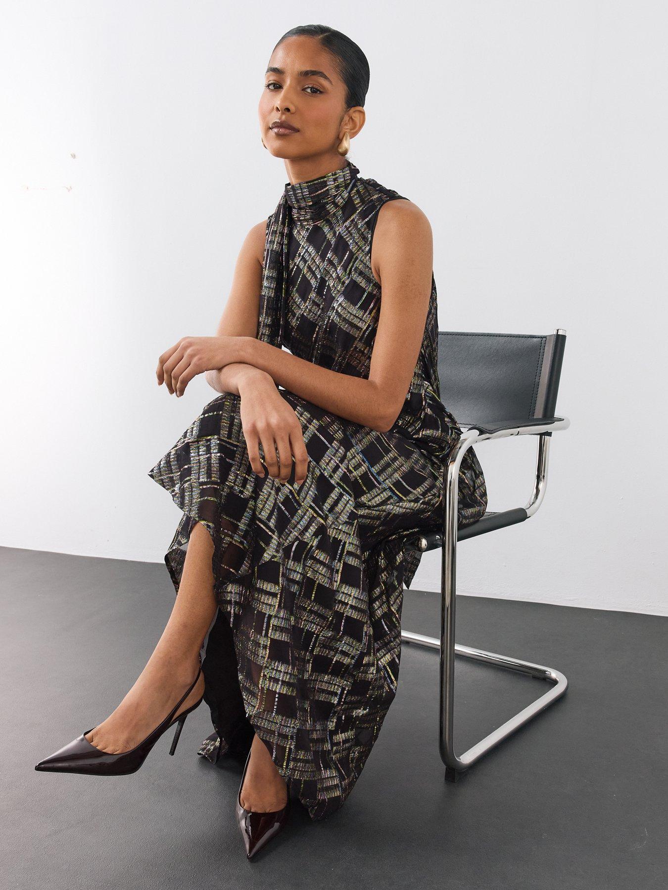 Image 3 of 7 of The Very Collection Womens&nbsp;Lurex Detail Column Midaxi Dress - Black