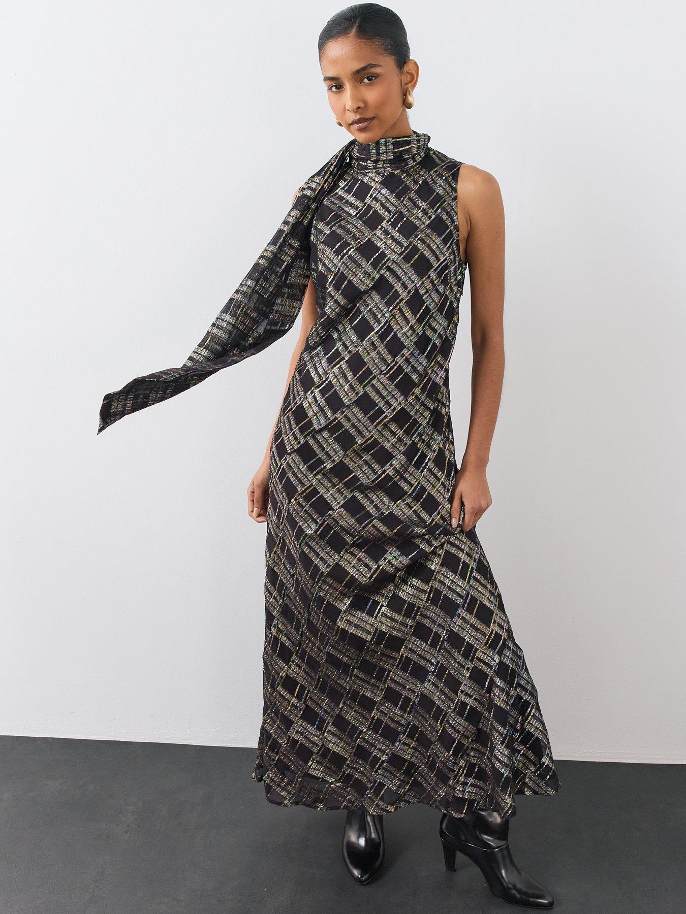 Image 6 of 7 of The Very Collection Womens&nbsp;Lurex Detail Column Midaxi Dress - Black