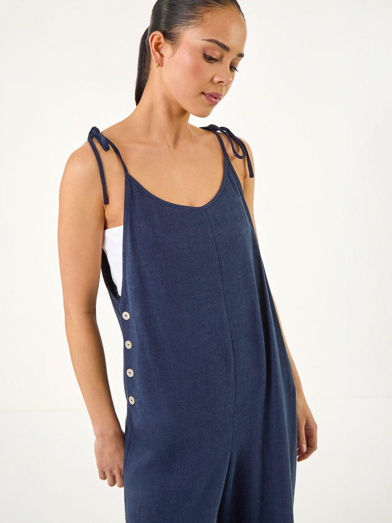  image of roman-petite-strappy-tie-button-jumpsuit